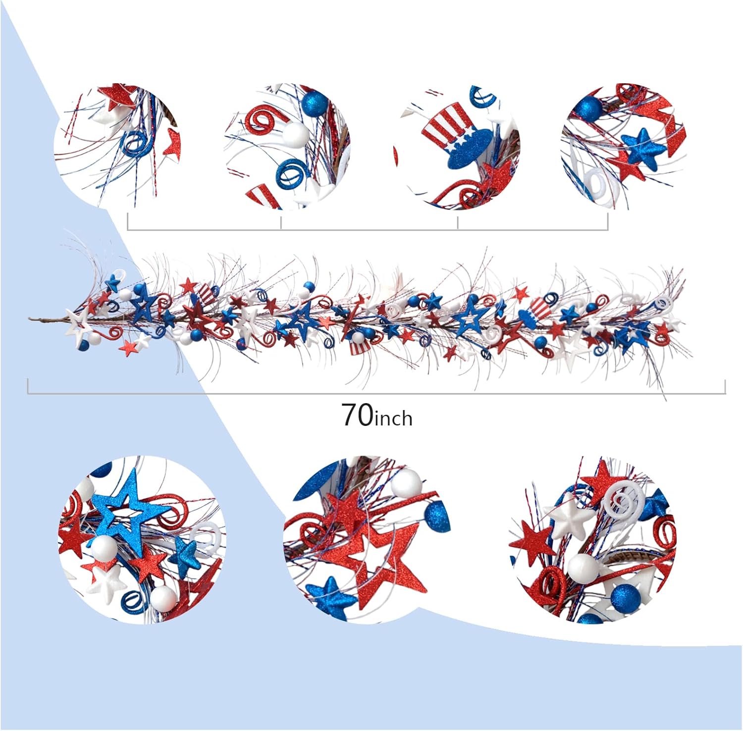 Bibelot 59ft Patriotic Wreath Garland for 4th of July Decor