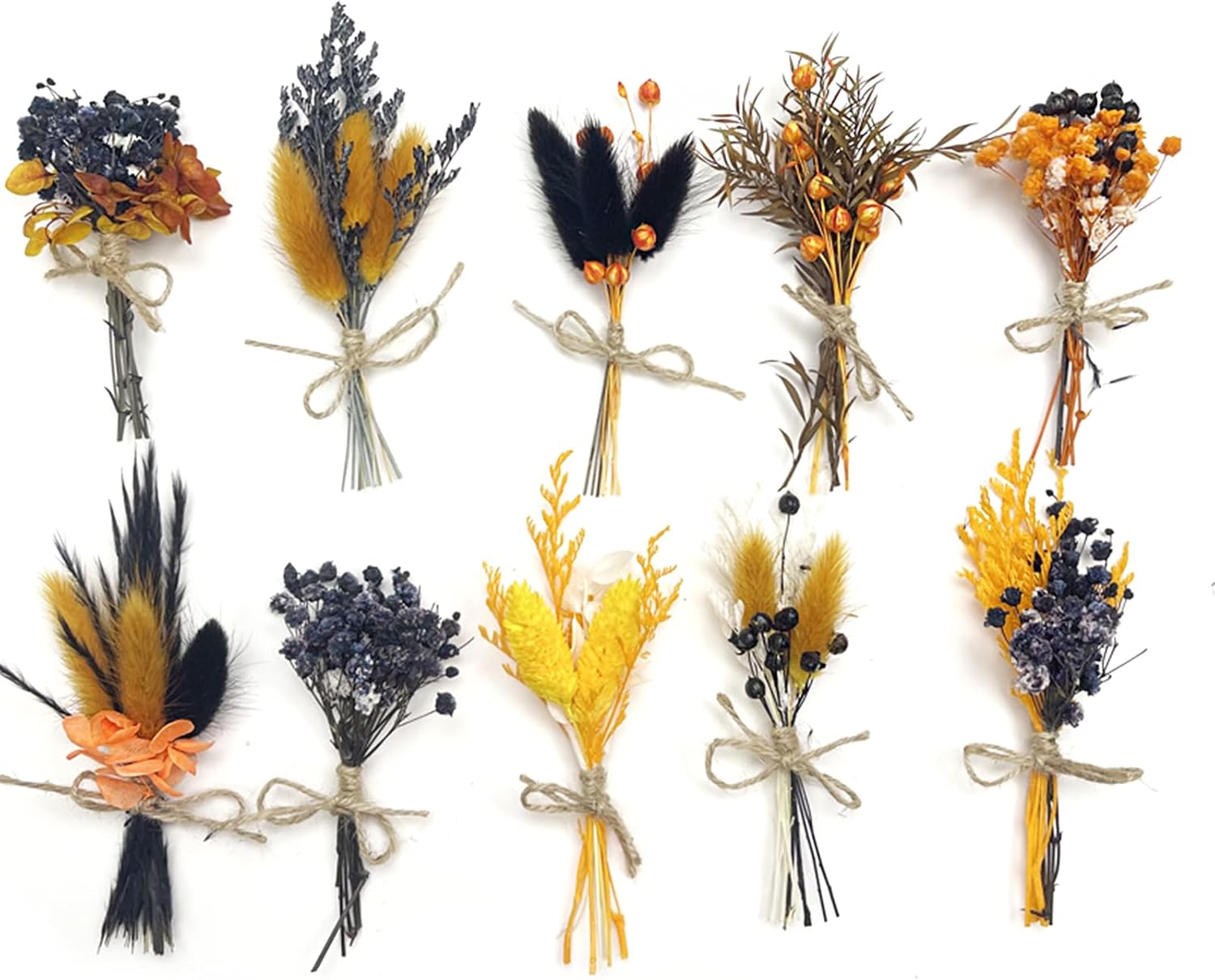 10 Pack Mini Dried Flower Bouquets for Crafts