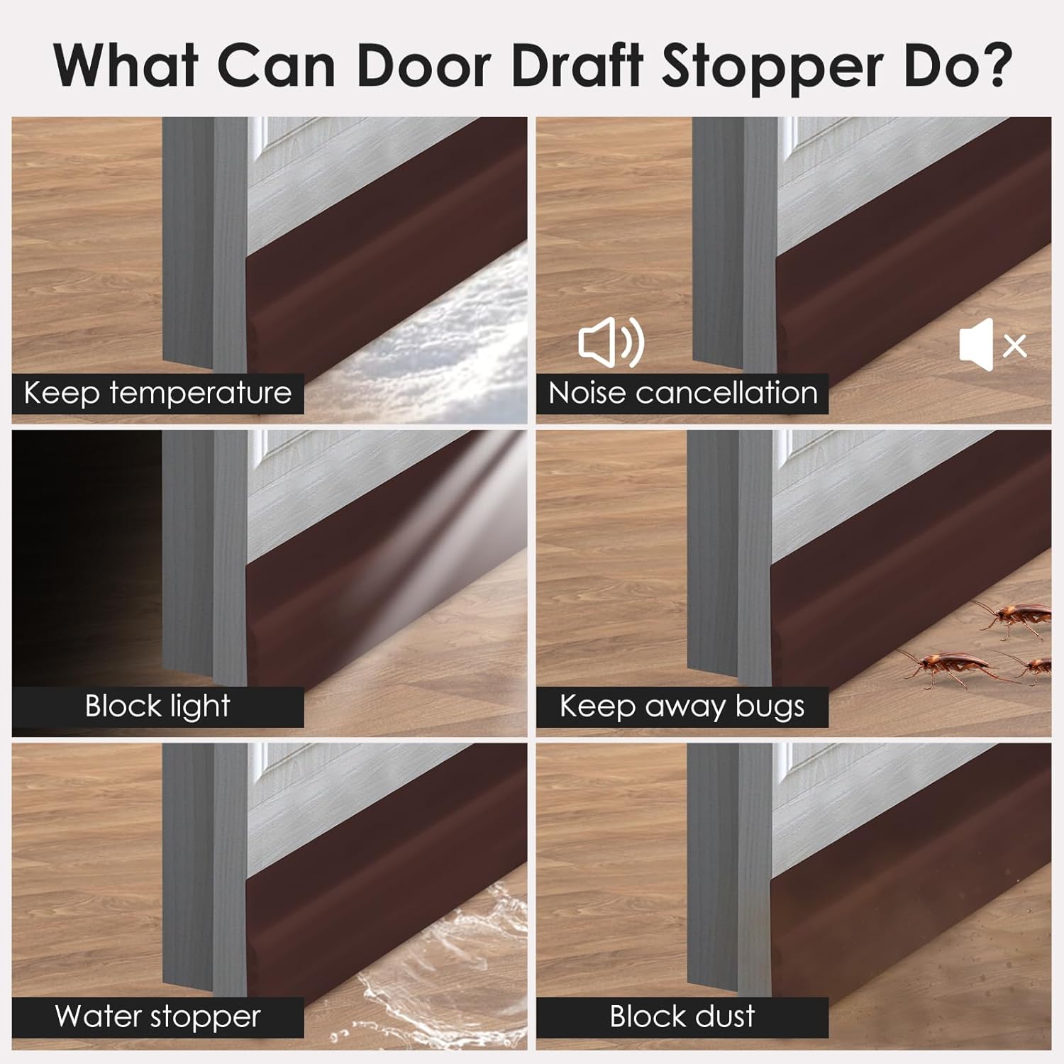 Xiaohemiao Draft Stopper 2 Pack - Silicone Door Sweep for Bottom of Door