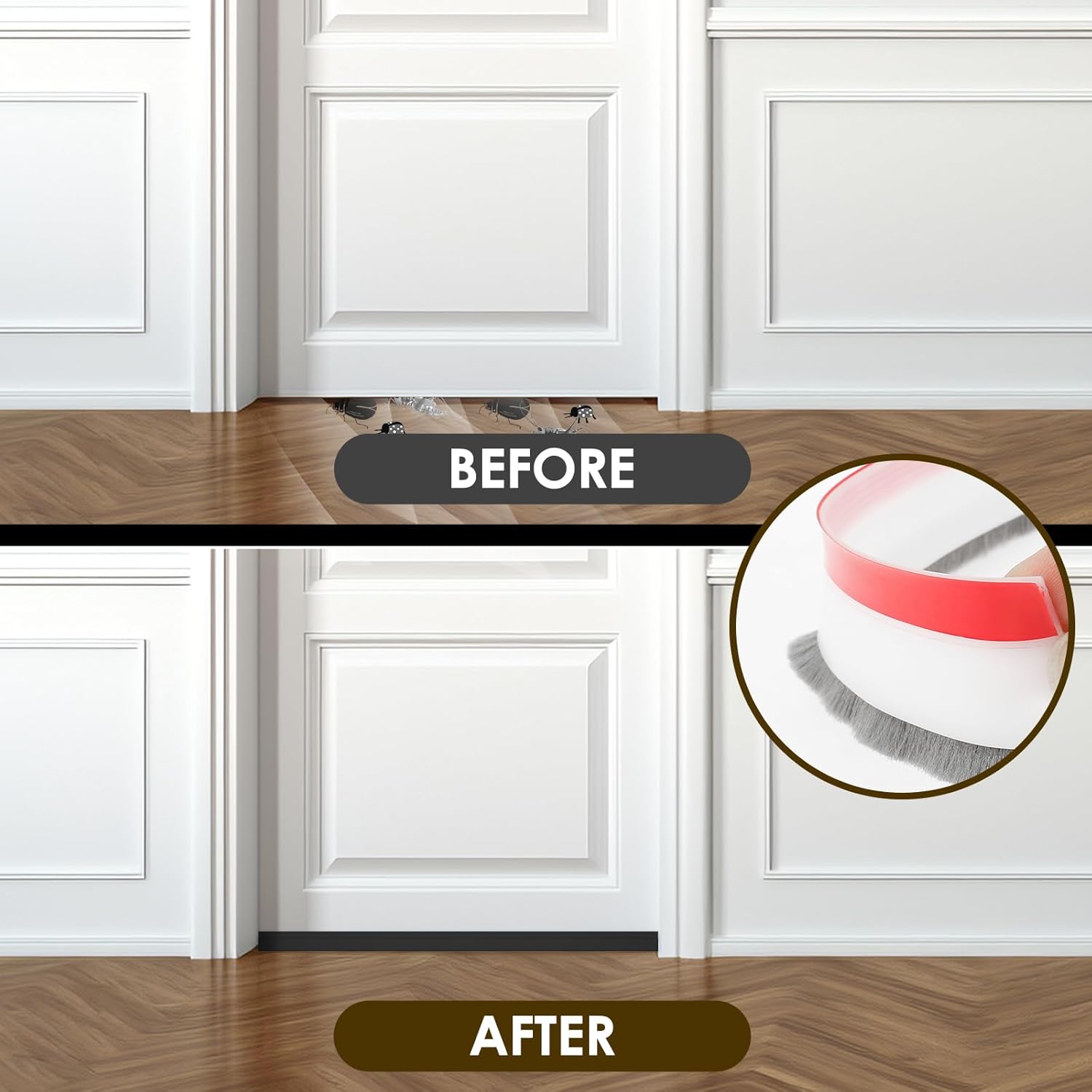 4 Pack Under Door Draft Stopper with Brush