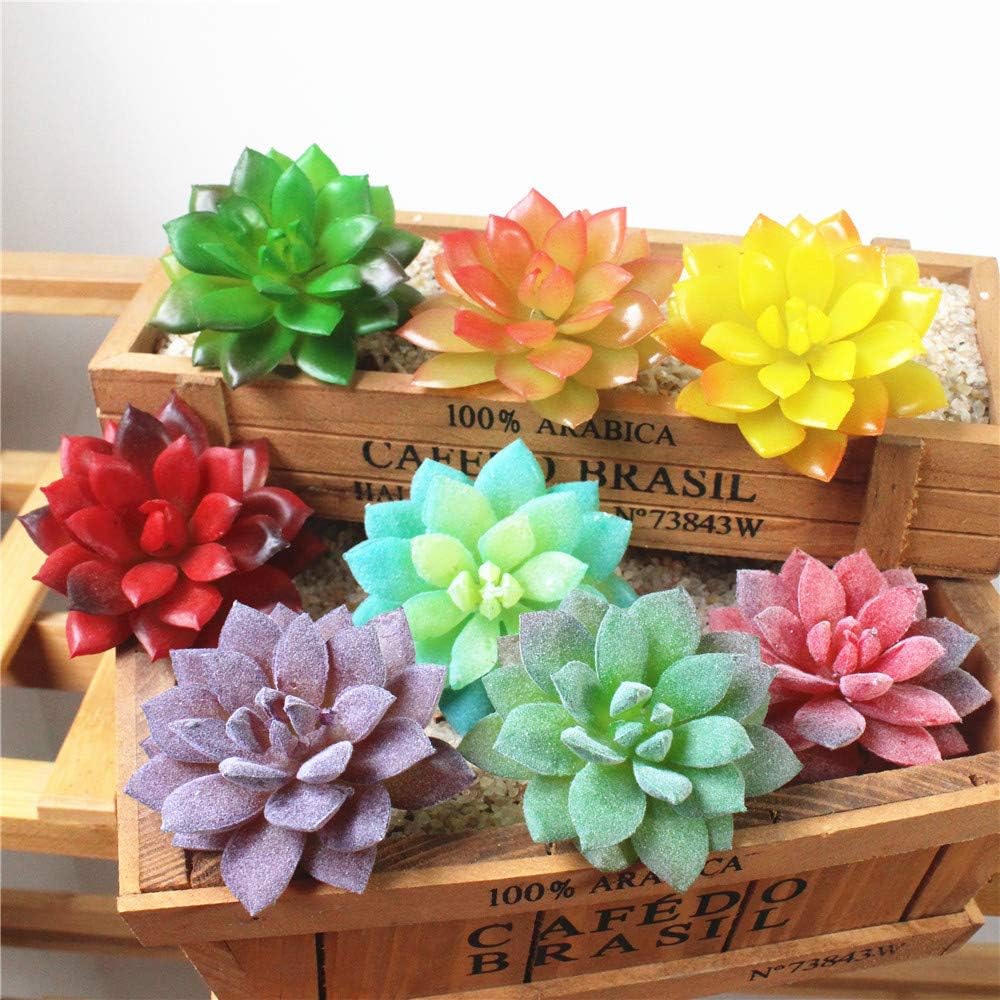 Zhiheng 11PCS Assorted Multicolor Artificial Succulent Plants