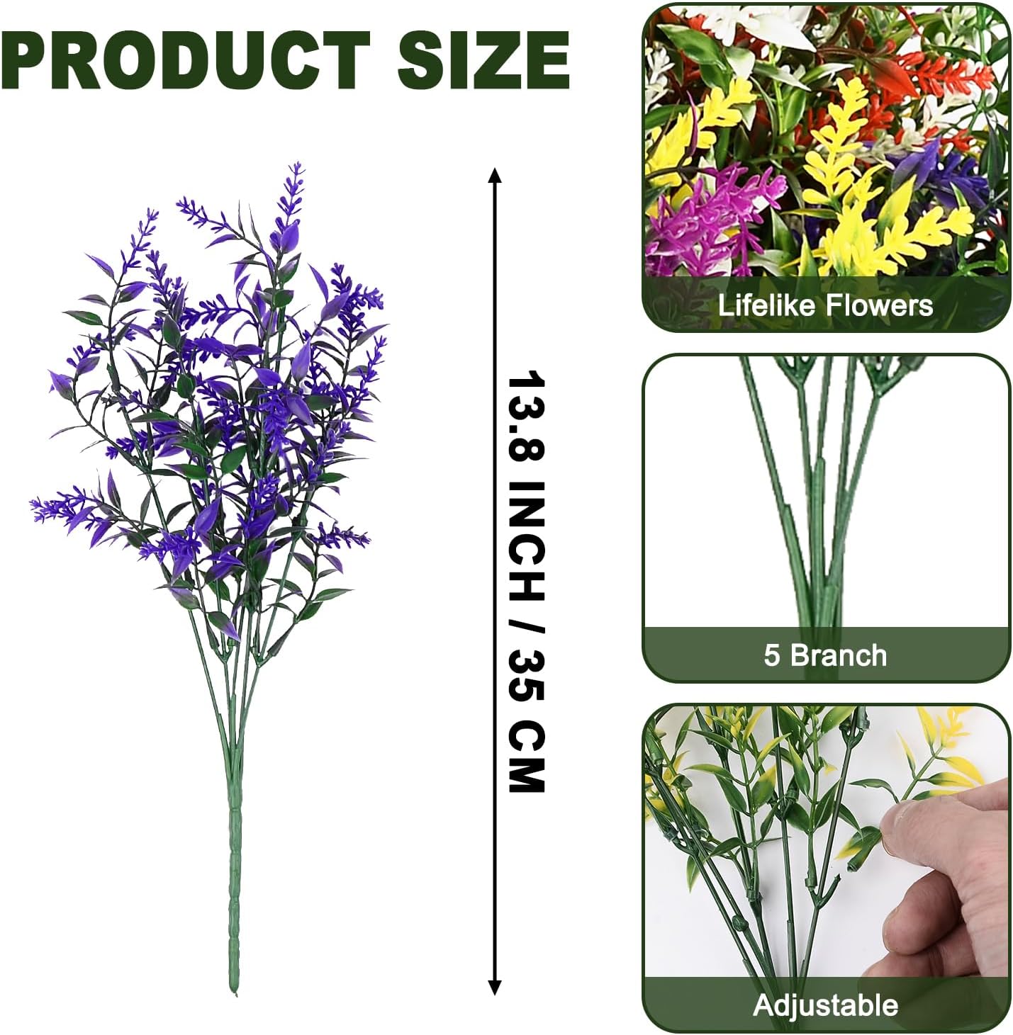 20 Bundles UV Resistant Artificial Lavender for Outdoor Decor