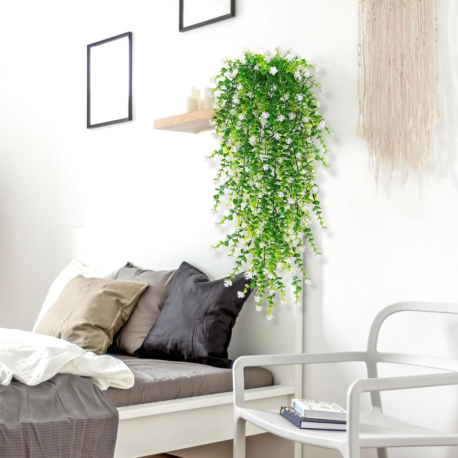 SOMYTING Artificial Hanging Eucalyptus Plants 6PCS White