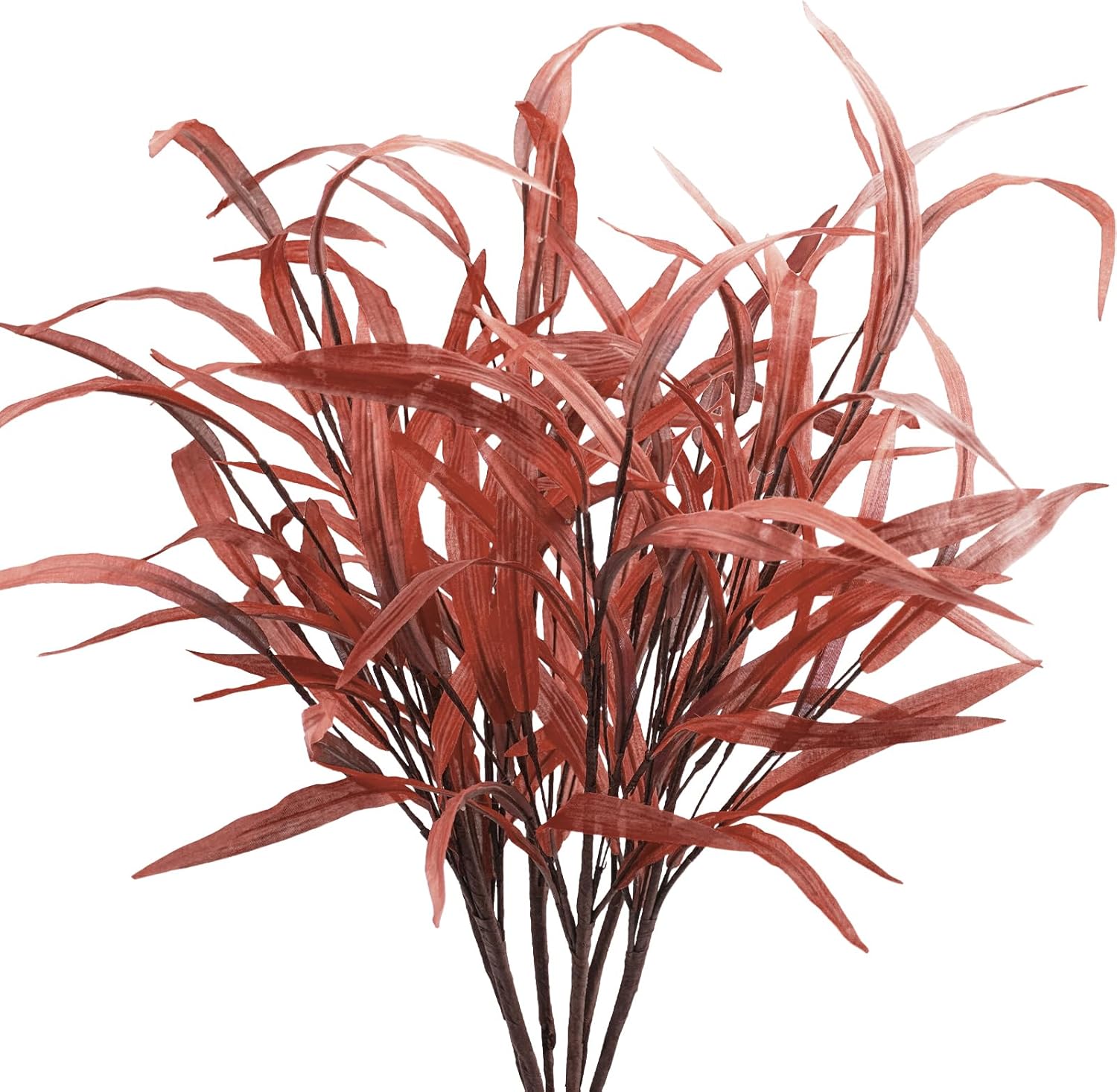 6Pcs Artificial Fall Leaves Grass Stems Red