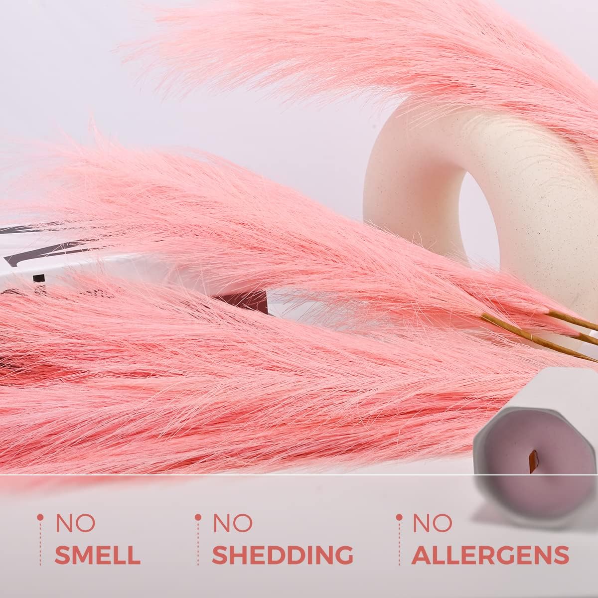 U-LIAN 12PCS Pink Faux Pampas Grass 24 Inch Decor Set