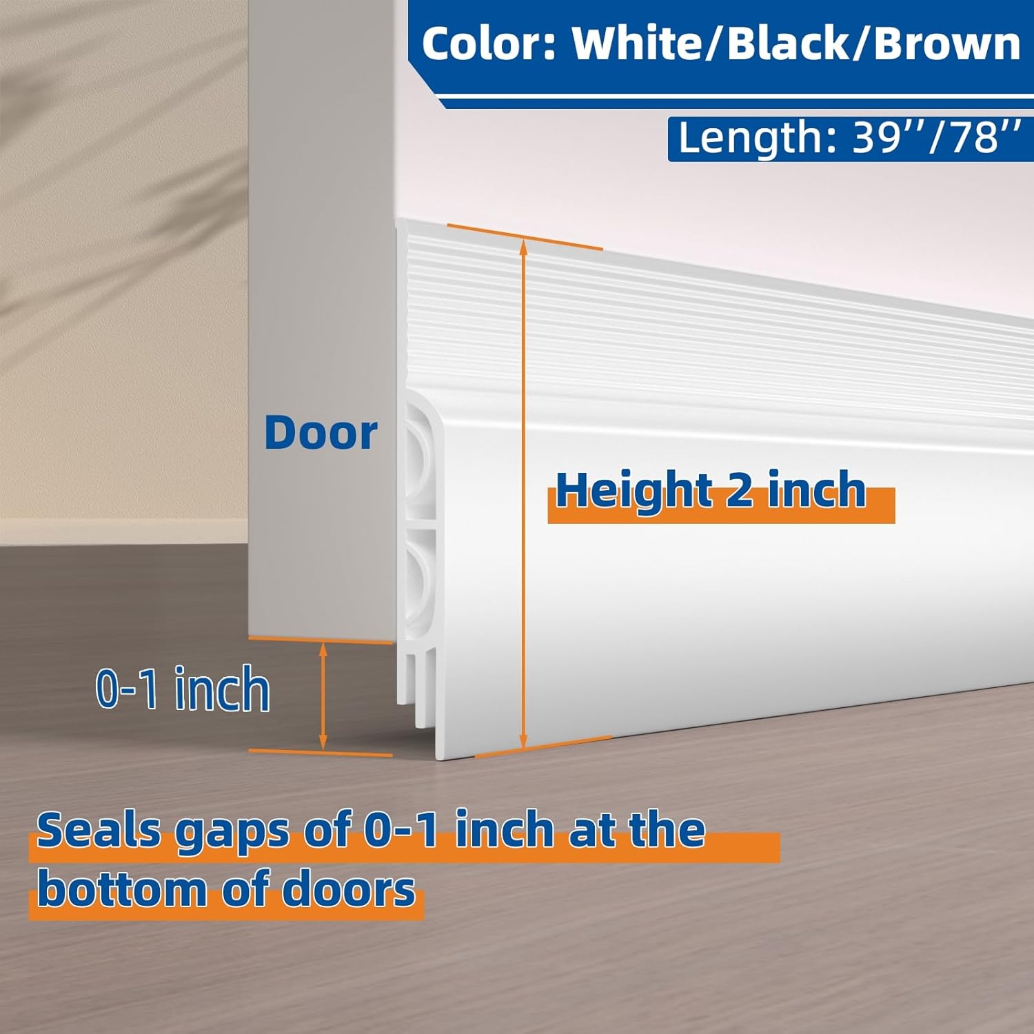 78 Inch Door Draft Stopper with Strong Adhesive
