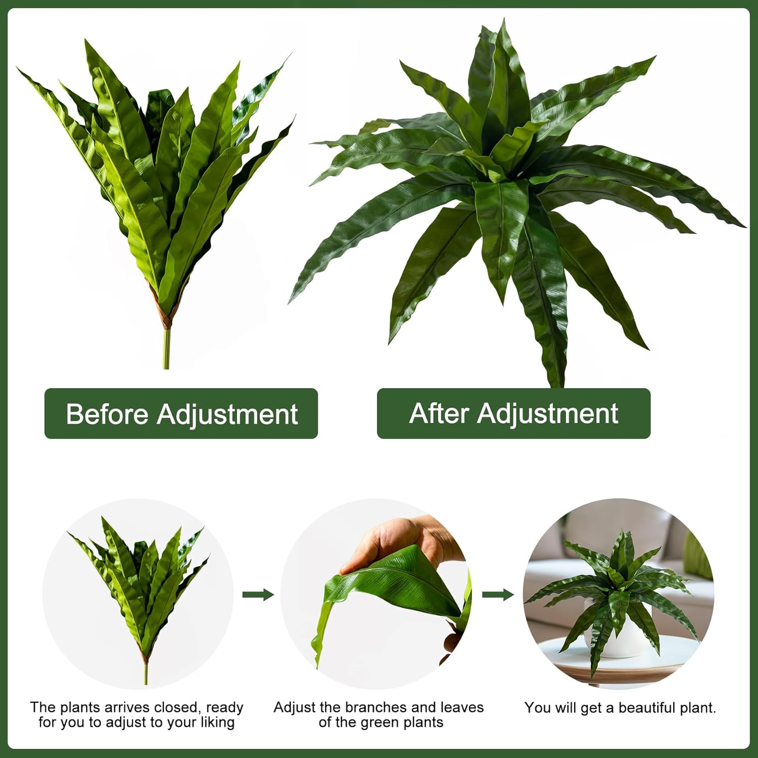 Yarmare 4 Pcs Artificial Dracaena Stems Greenery Plant Realistic Fake Leaves for Home Decor