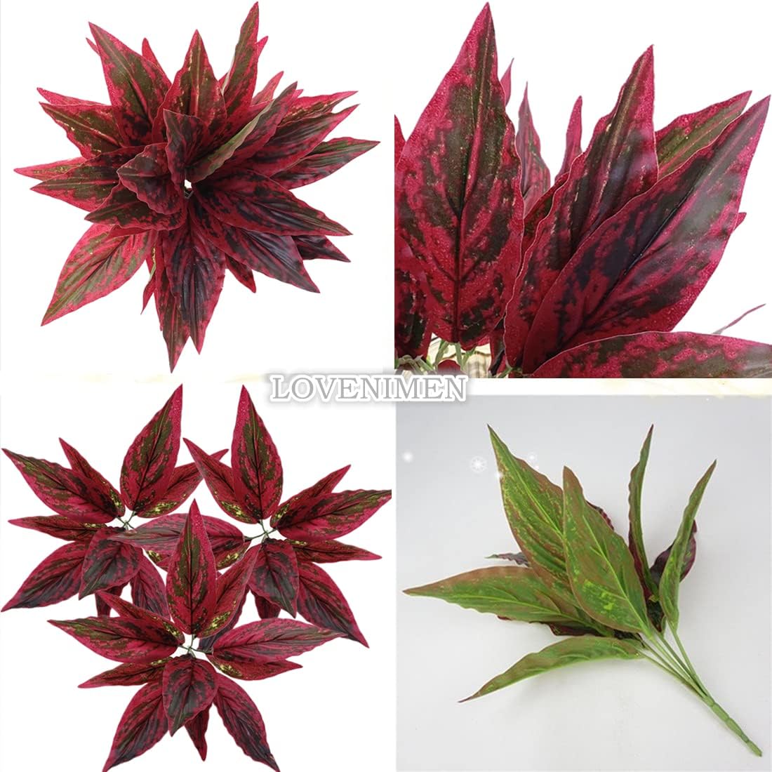 Artificial Magnolia Plants 3 Pack Wine Red for Home and Garden