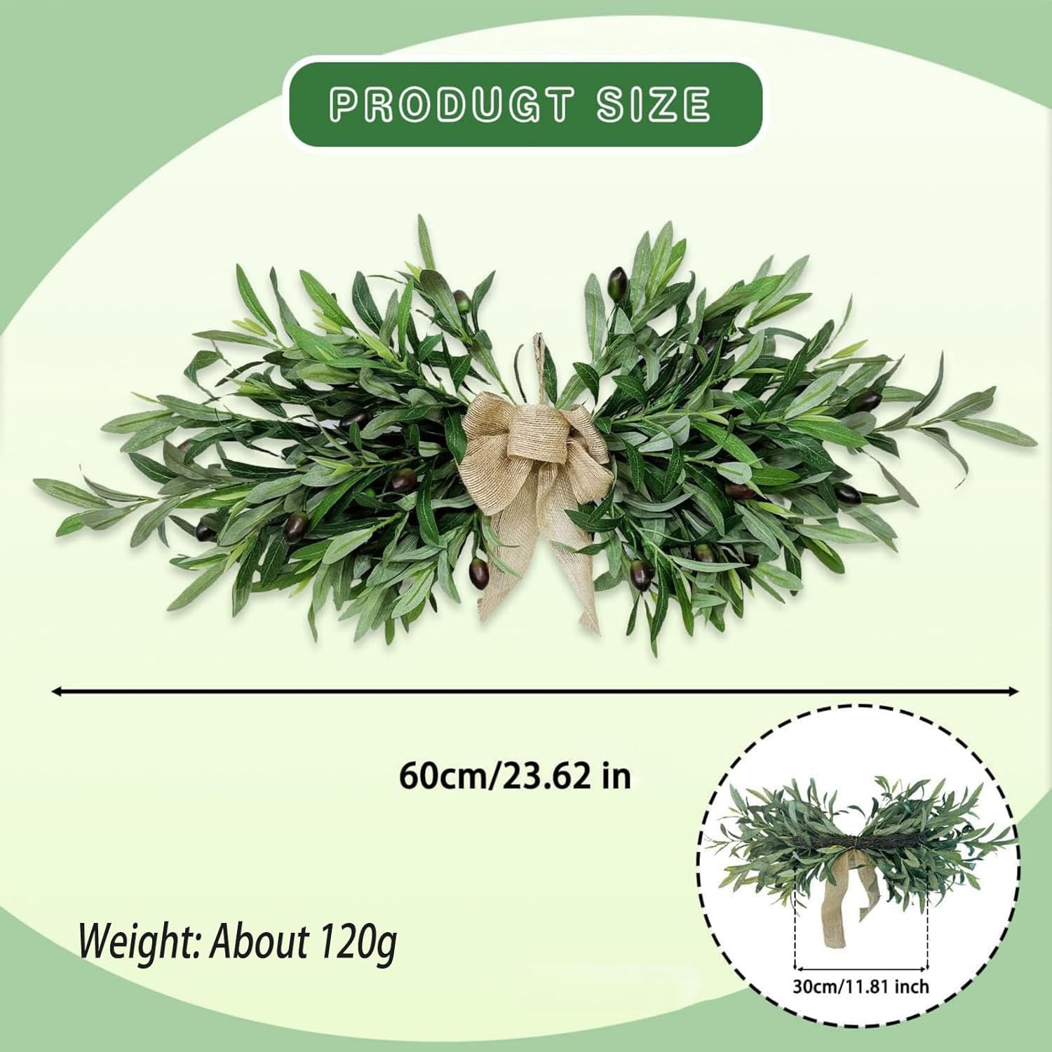 24 Inch Olive Wreath Artificial Flower Swag