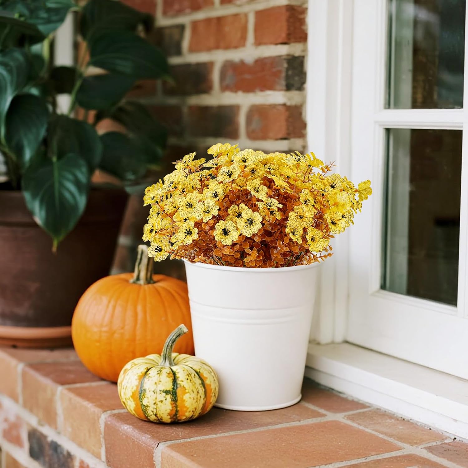 12 Bundles Artificial Mums for Outdoor Fall Decor