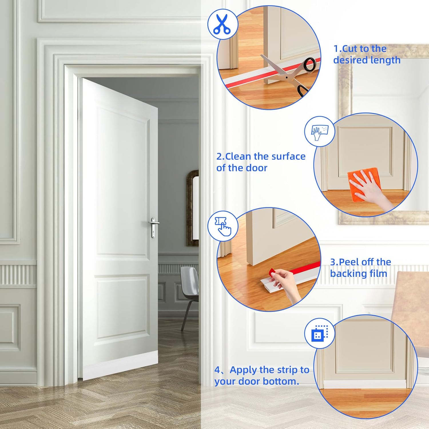 Under Door Draft Stopper 39in White Door Sweep