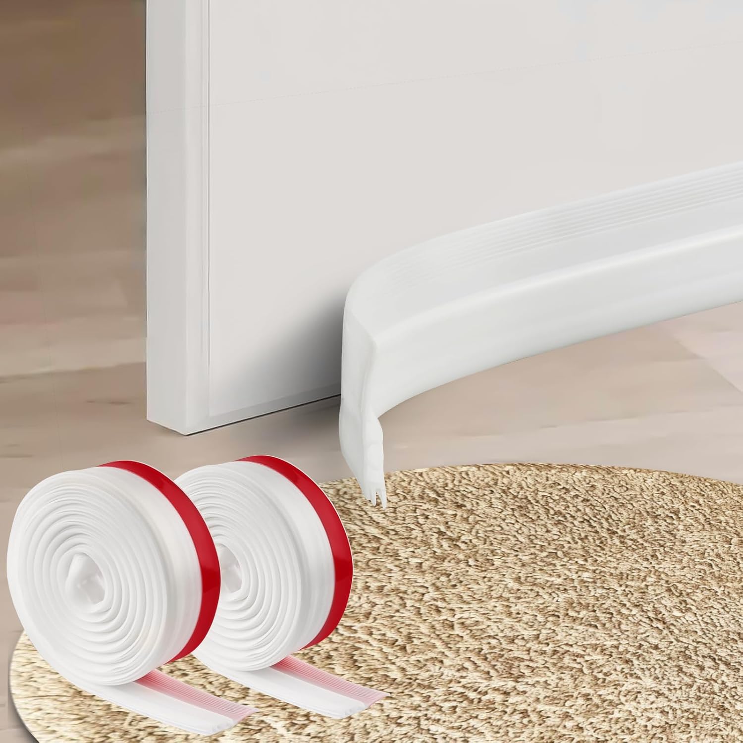 2 Pack Under Door Draft Stopper with Adhesive 78 L White