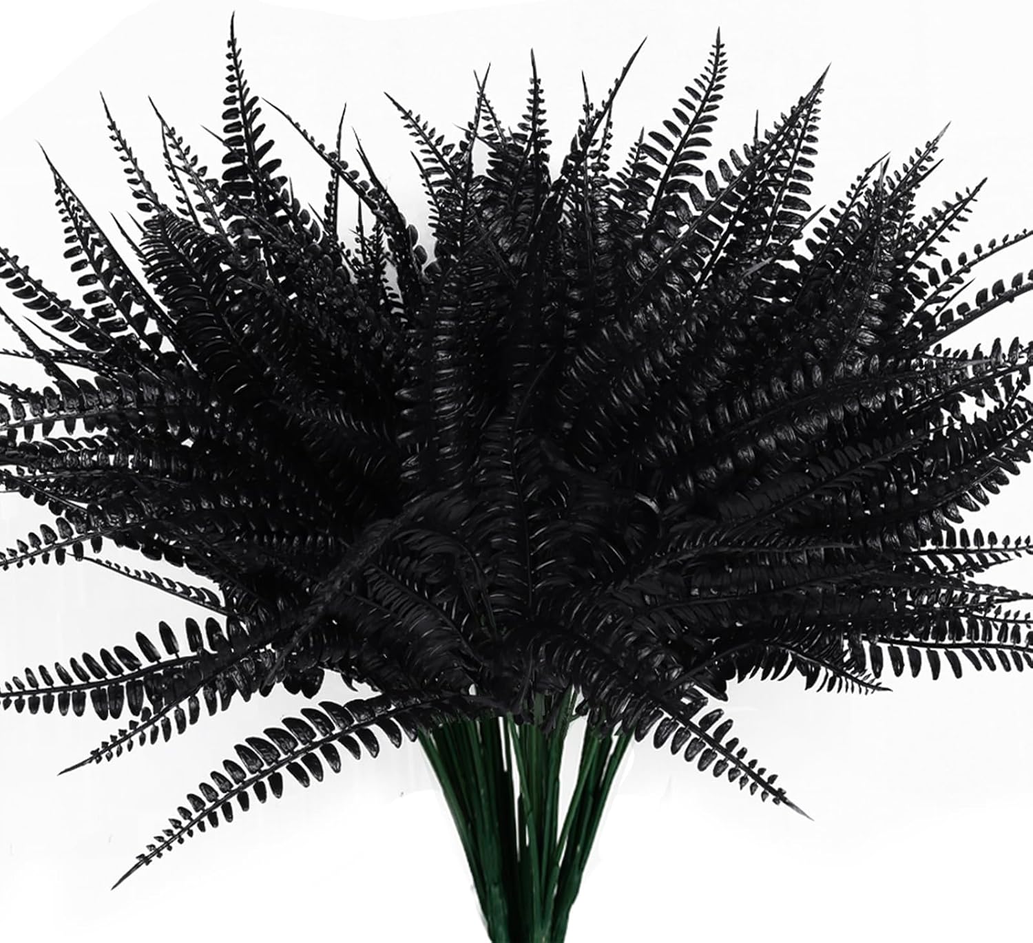 RECUTMS 6Pcs Artificial Boston Fern Plants Black UV Resistant Outdoor Indoor Decor