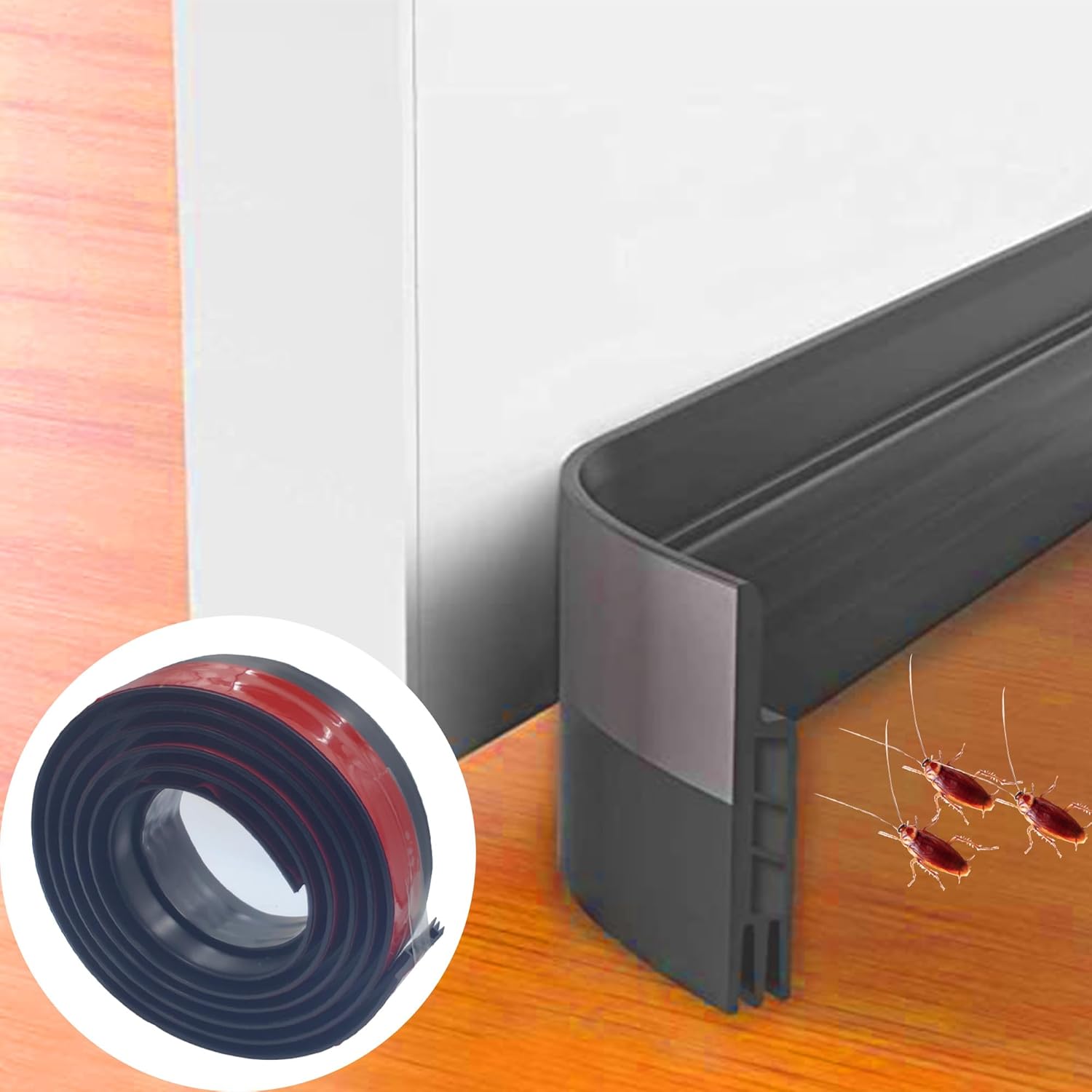 DOHUG Under Door Draft Stopper 39 Inch Black