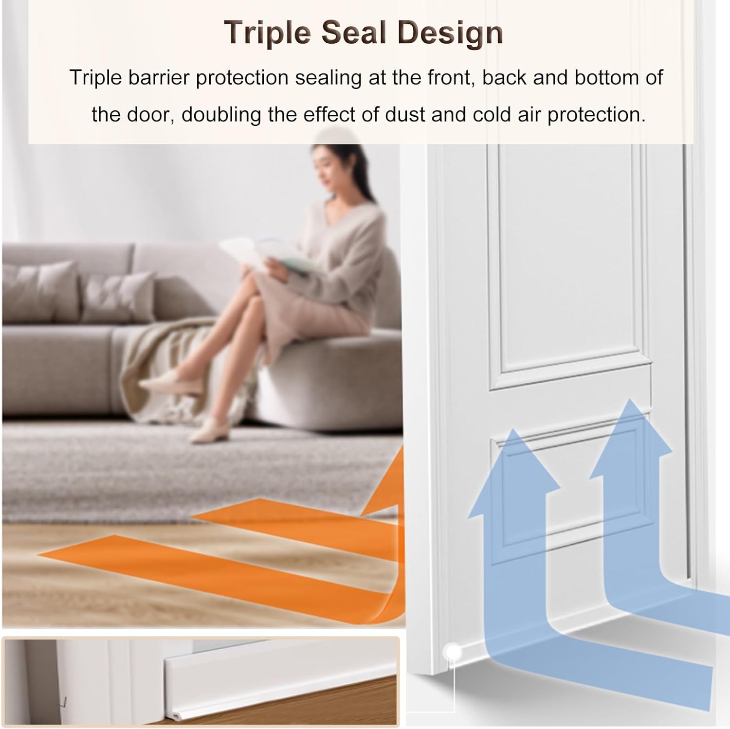 Adjustable Door Draft Stopper with Soft PVC Seal Strip