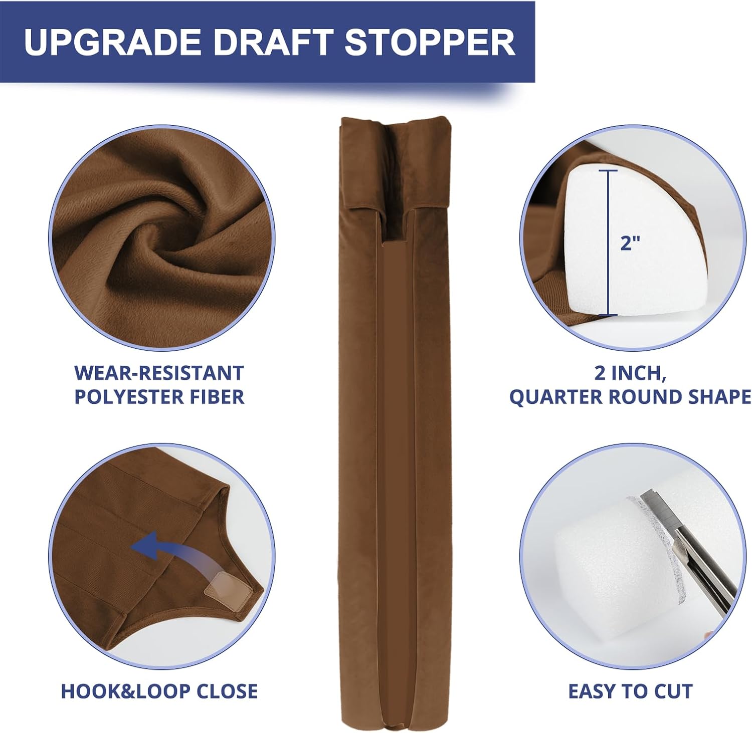 HADOR Door Draft Stopper 36 Inch Brown Double Sided