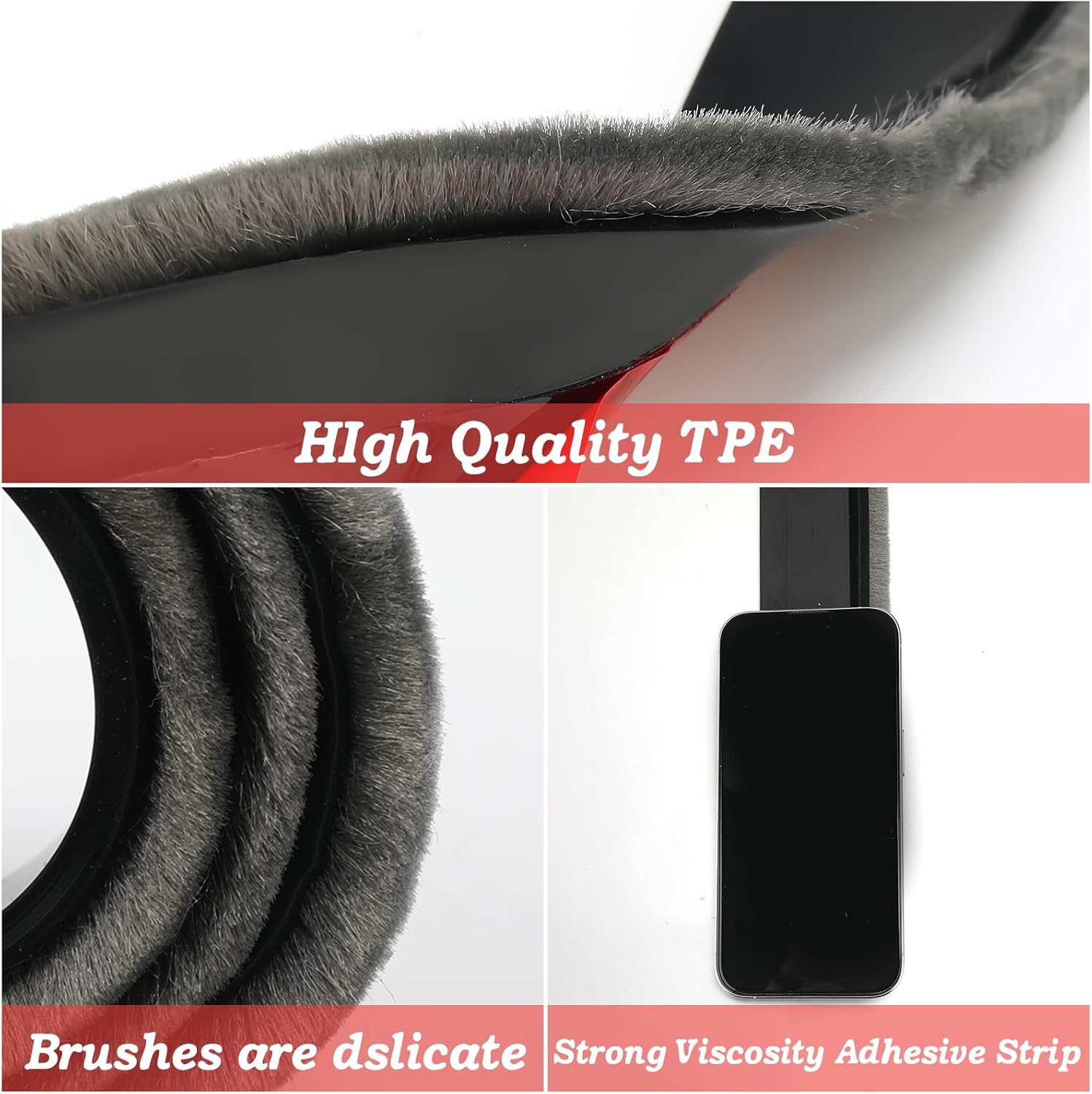 3937 Door Sweep with Brush - Black