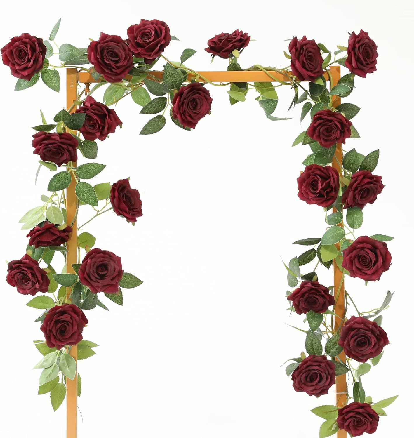 2 Strands 73 Inch Artificial Silk Rose Garland Burgundy