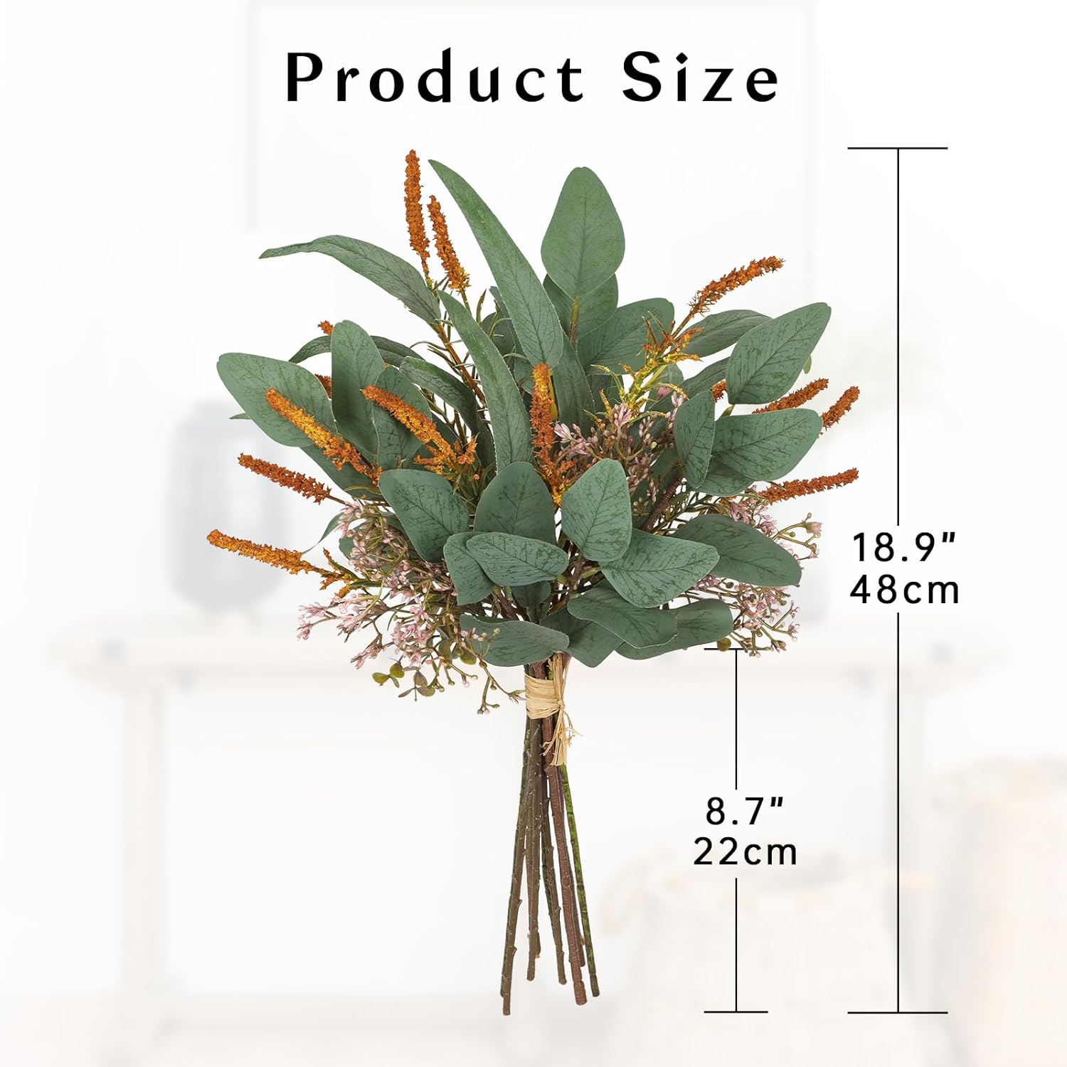 Fall Artificial Eucalyptus Bouquet with Orange Sage Leaves 1