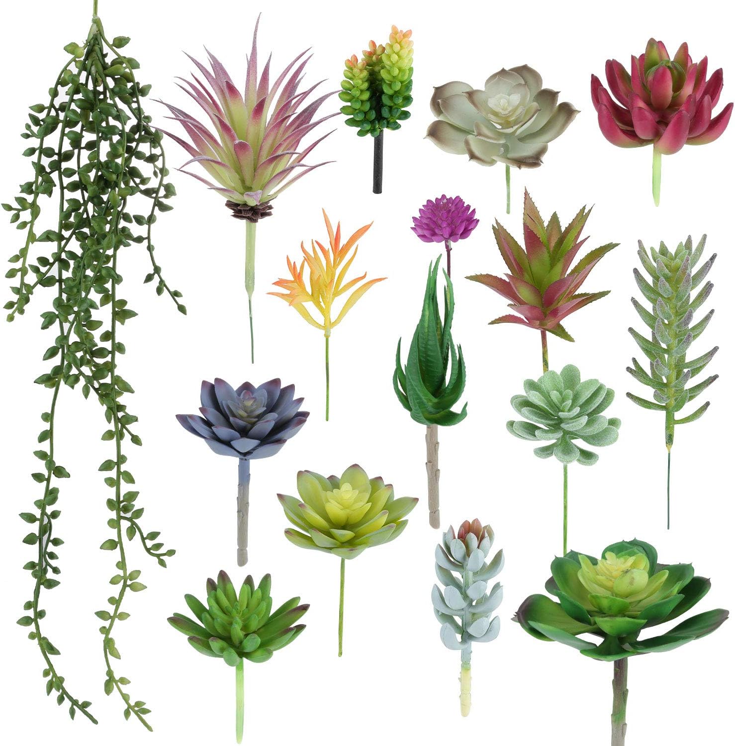 Meneco Faux Succulents Artificial Plants 16 Pack Unpotted 1