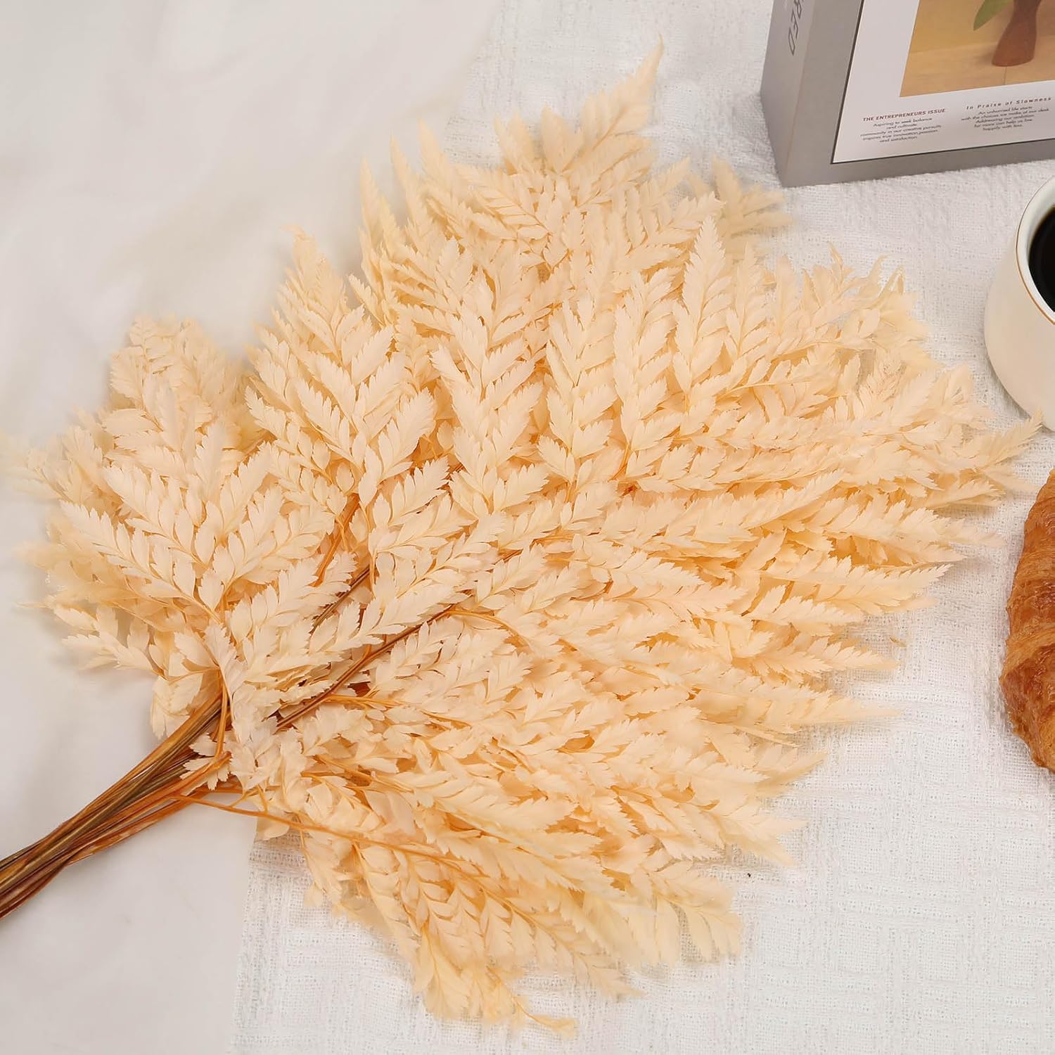 Tavkite Dried Boston Ferns 10 PCS Realistic Leaves for Wedding Decorations