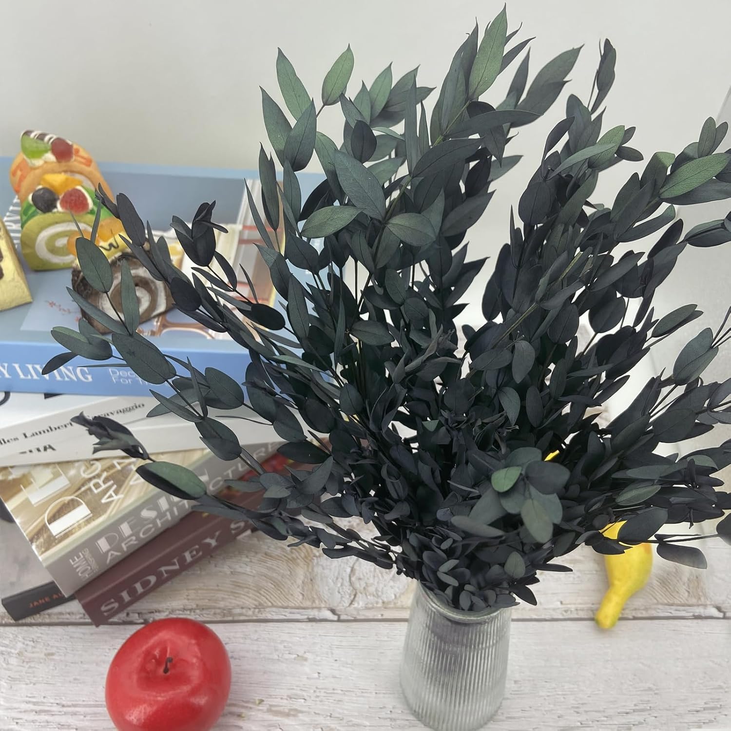 Blue Preserved Eucalyptus Stems 20 Pcs for Decor and Aromatherapy