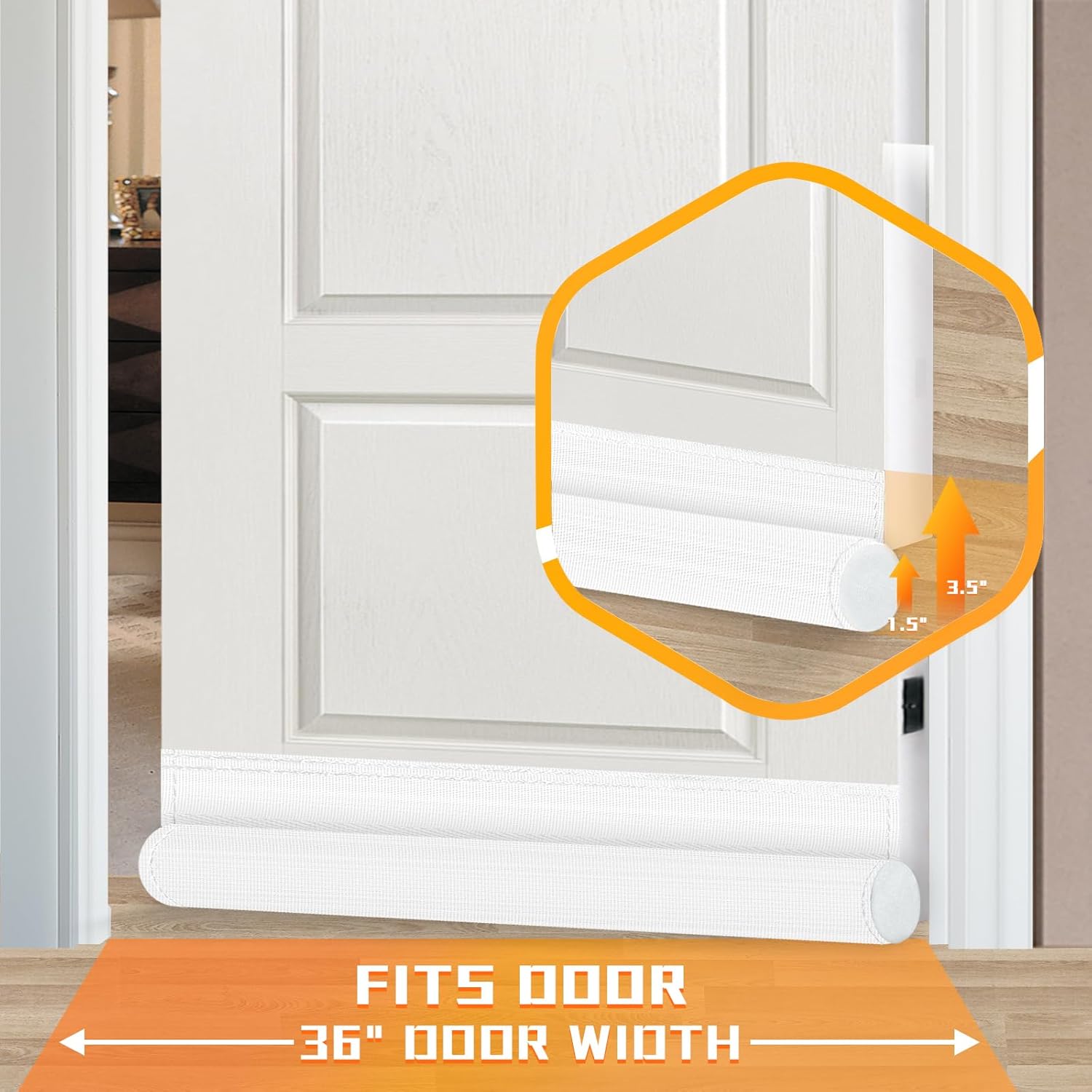 KRUI Door Draft Stopper 36 Inches White