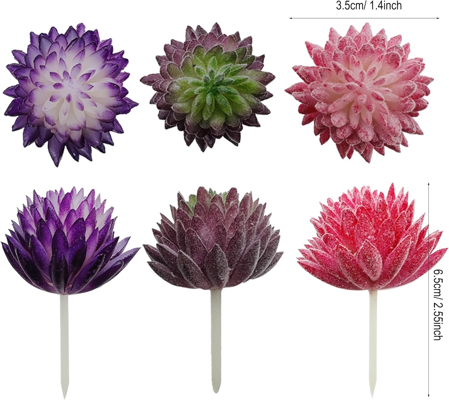 Cayway 10 Pcs Artificial Succulent Plants Mixed Color Picks for Indoor and Outdoor Decor