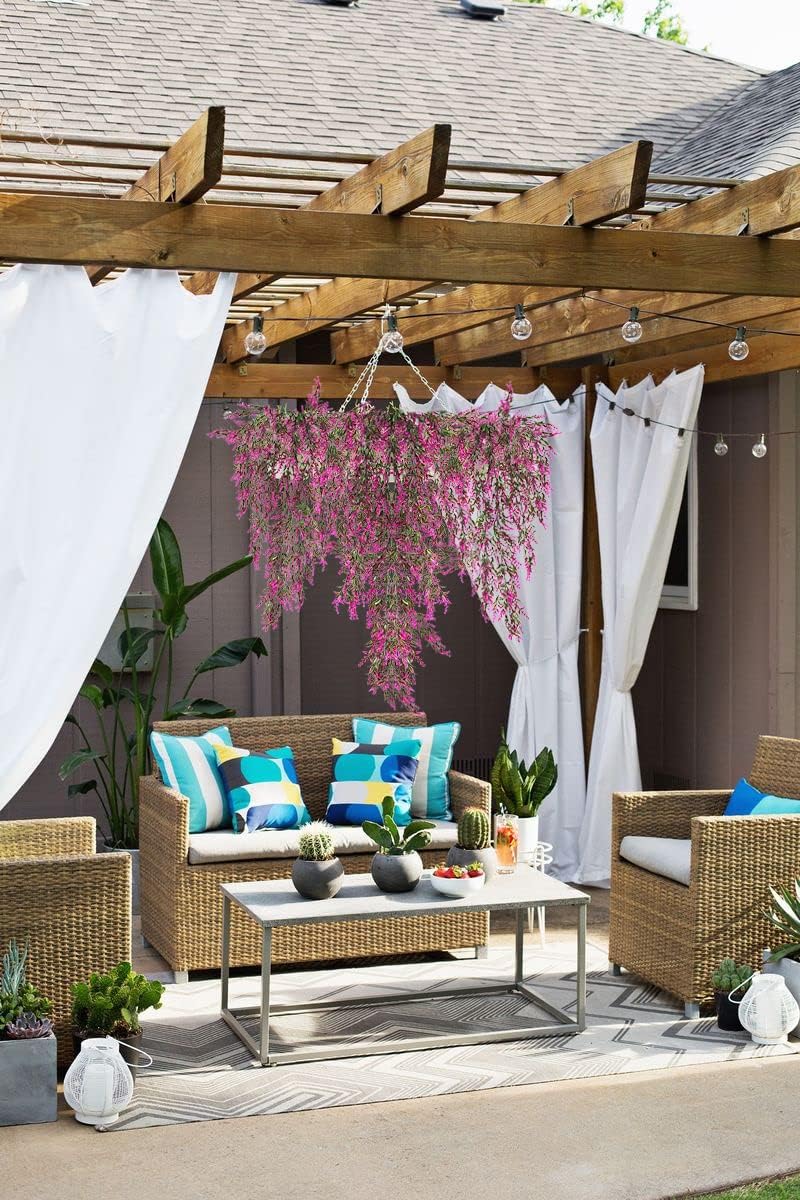 SJL Artificial Flower Hanging Vine Faux Lavender UV Resistant Decor