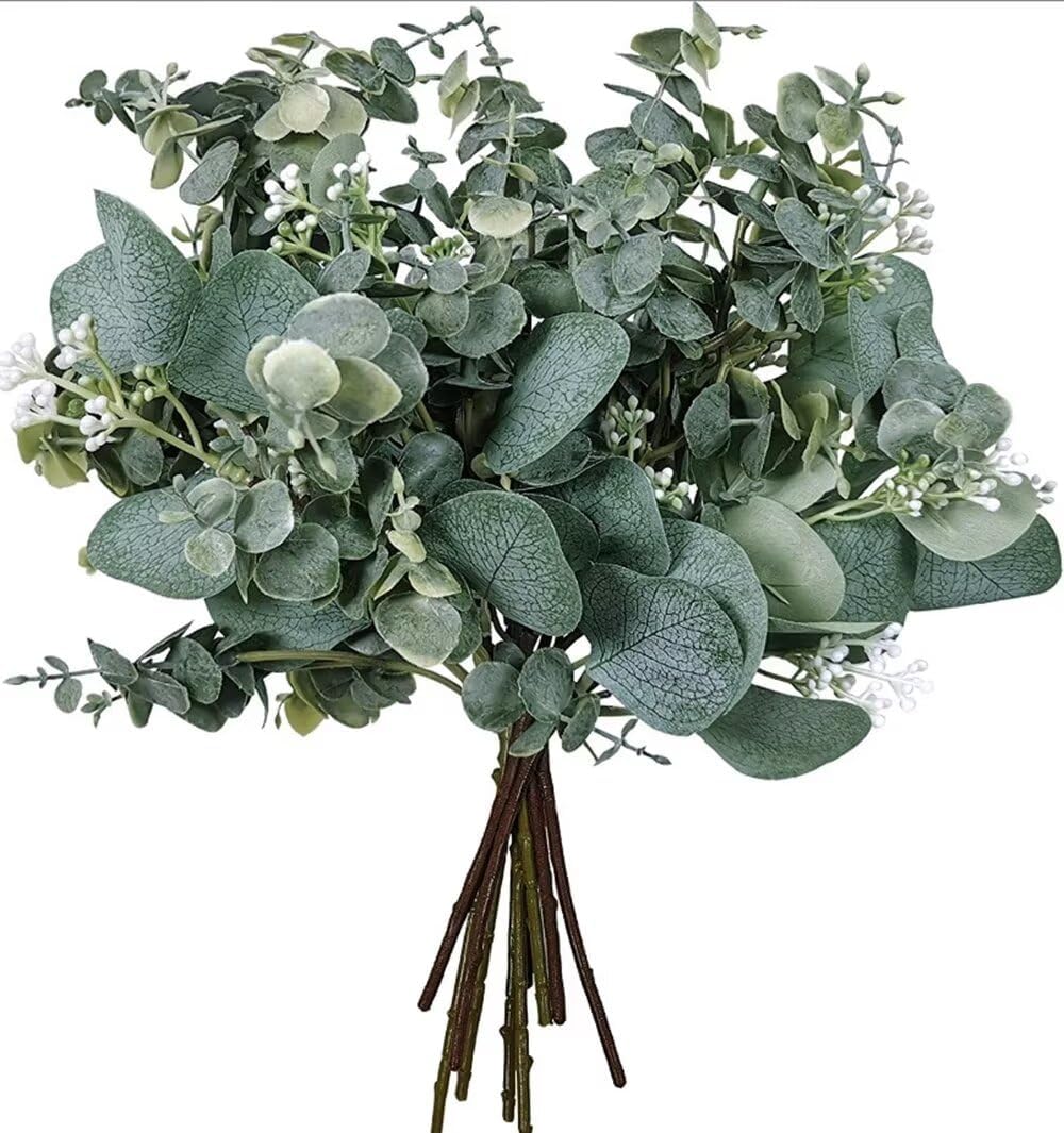 10pcs Mixed Artificial Eucalyptus Leaves Faux Greenery for Wedding Vase Centerpieces Home Decor