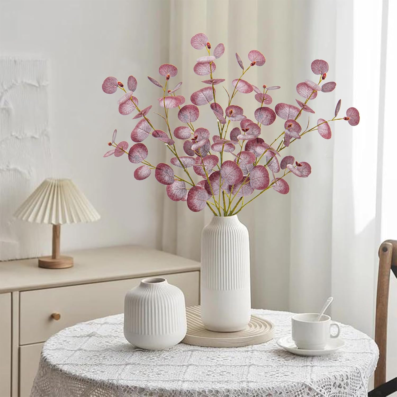 Lifelike Artificial Eucalyptus Stems 3Pcs for Home and Wedding Decor