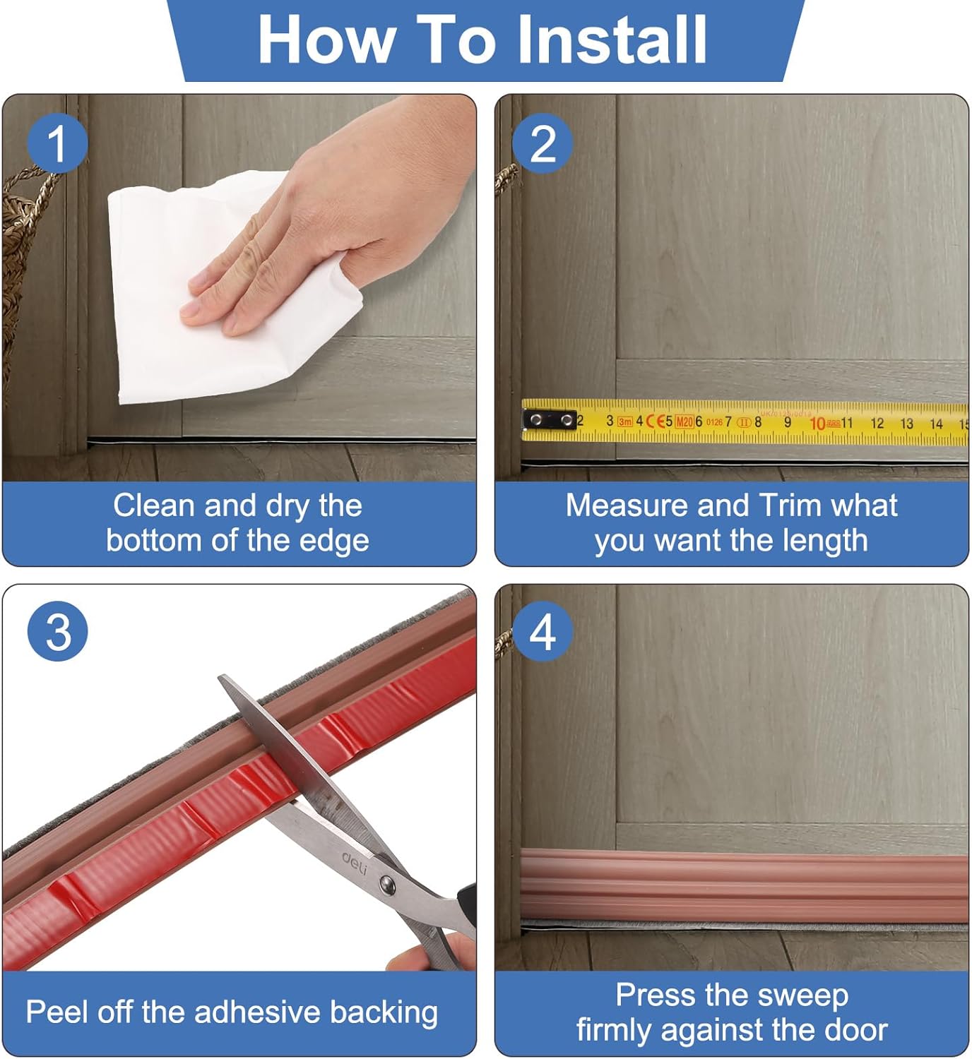 Uxcell 3-Pack Door Draft Stopper with Brush Self-Adhesive White