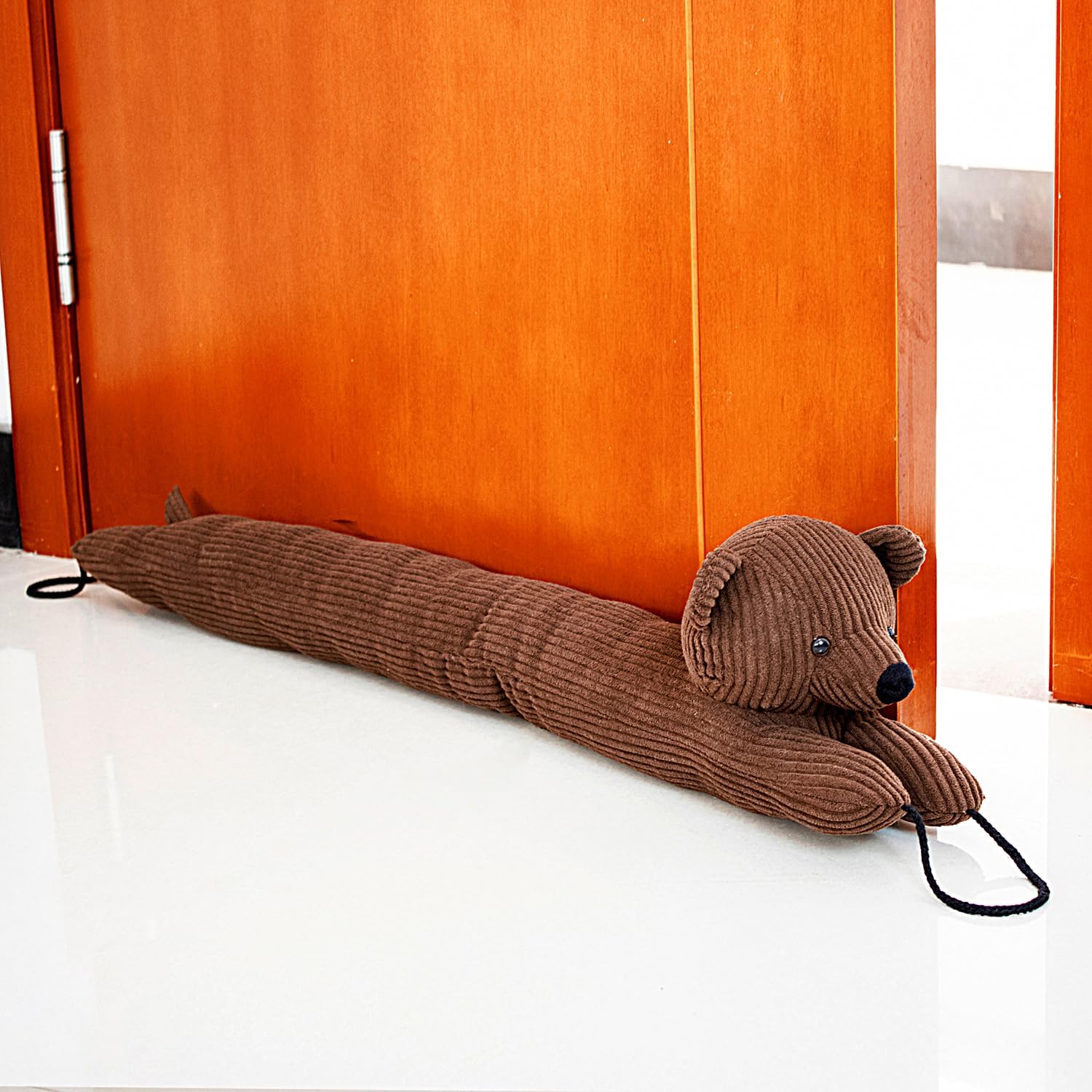34 Inch Heavy Duty Under Door Draft Stopper with Hanging Loops - Grey Dog Design
