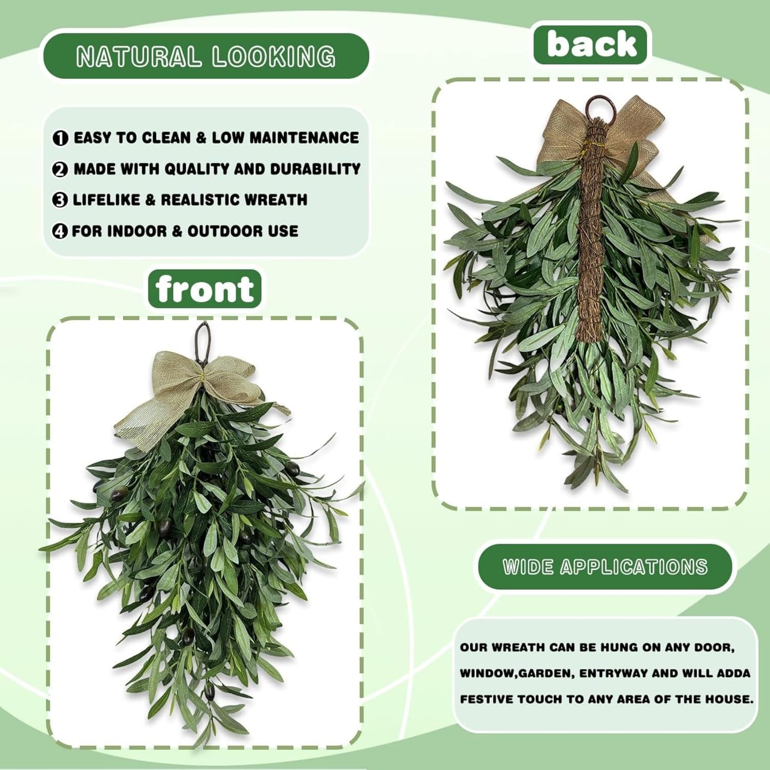 24 Inch Olive Wreath Artificial Flower Swag