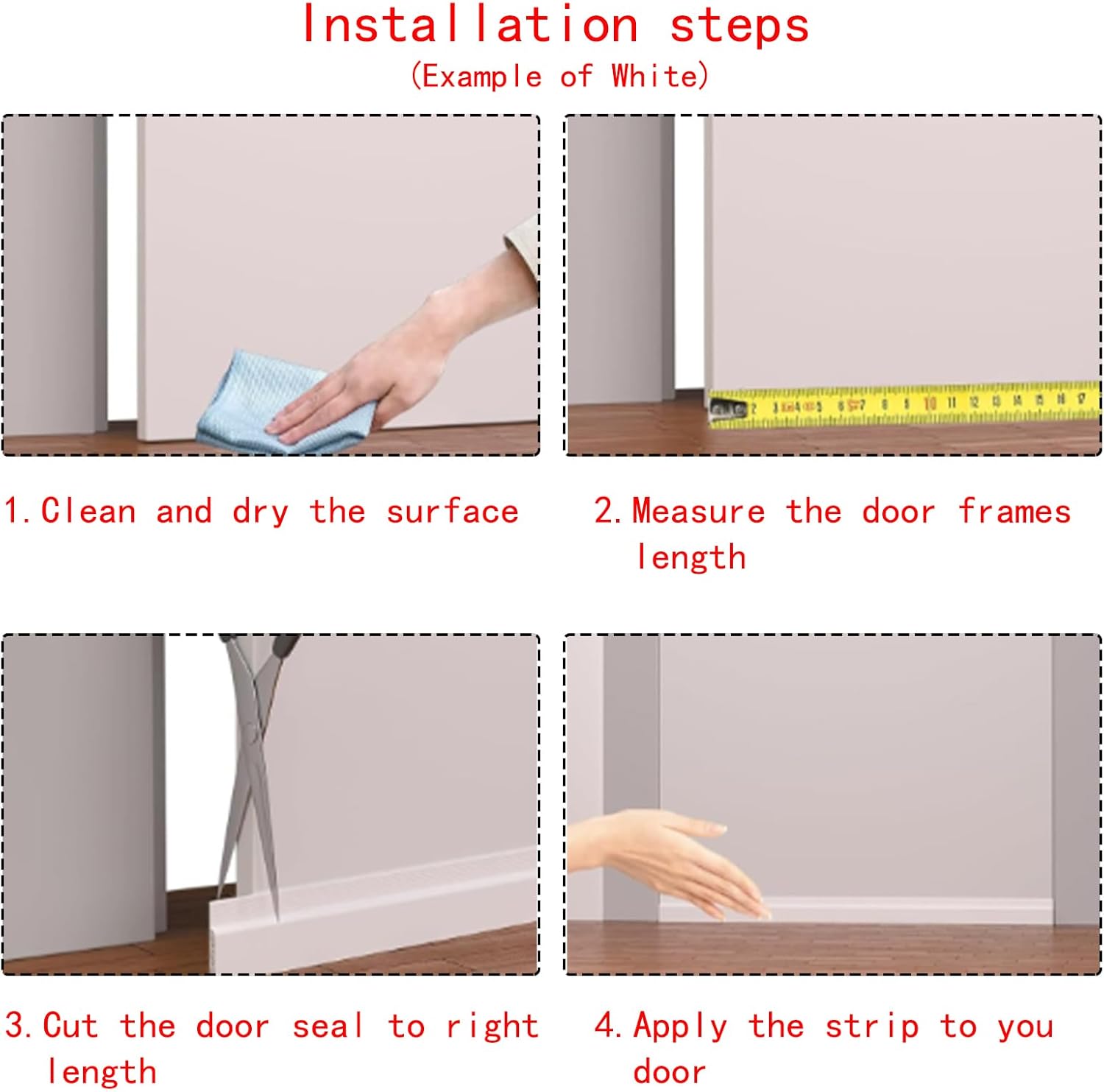 39 Inch Door Draft Stopper White Silicone Weatherproof Energy Efficient