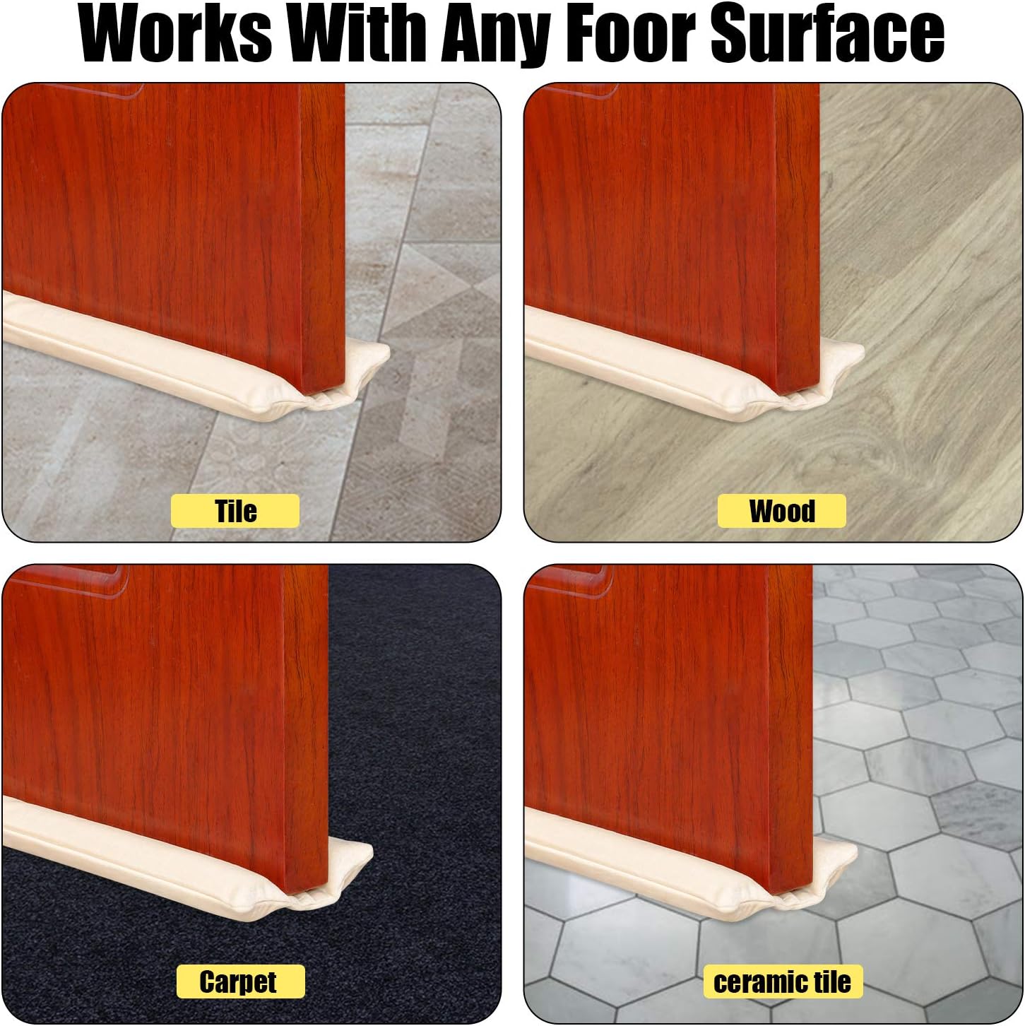 Emoly Under Door Draft Stopper Adjustable Double Noise Blocker