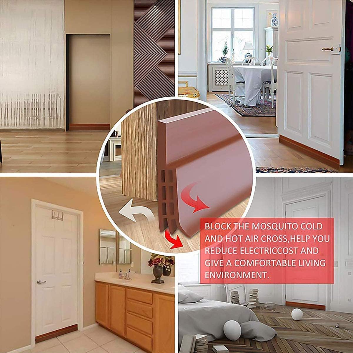 GUKOY Door Draft Stopper 2 x 39 Strong Adhesive Brown