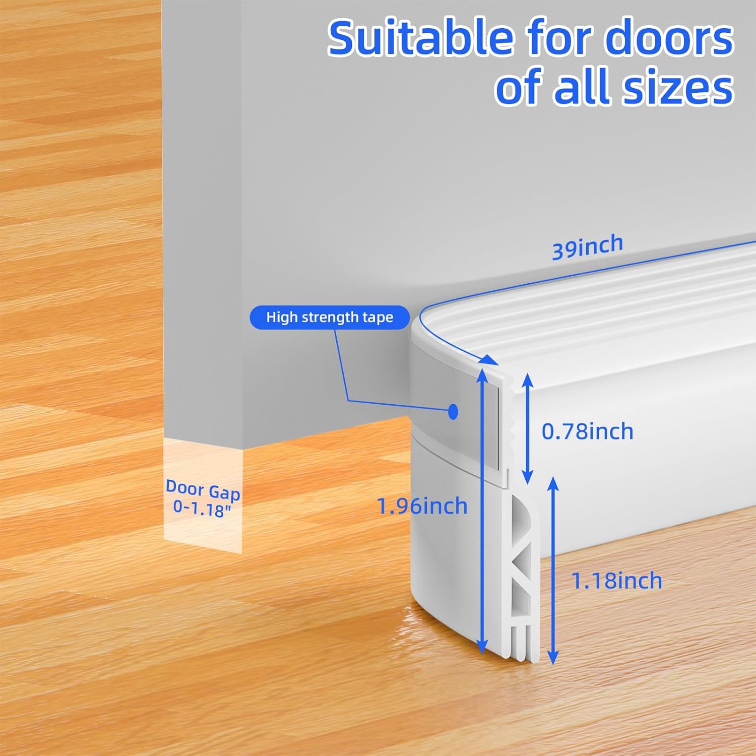 Under Door Draft Stopper 39in White Door Sweep
