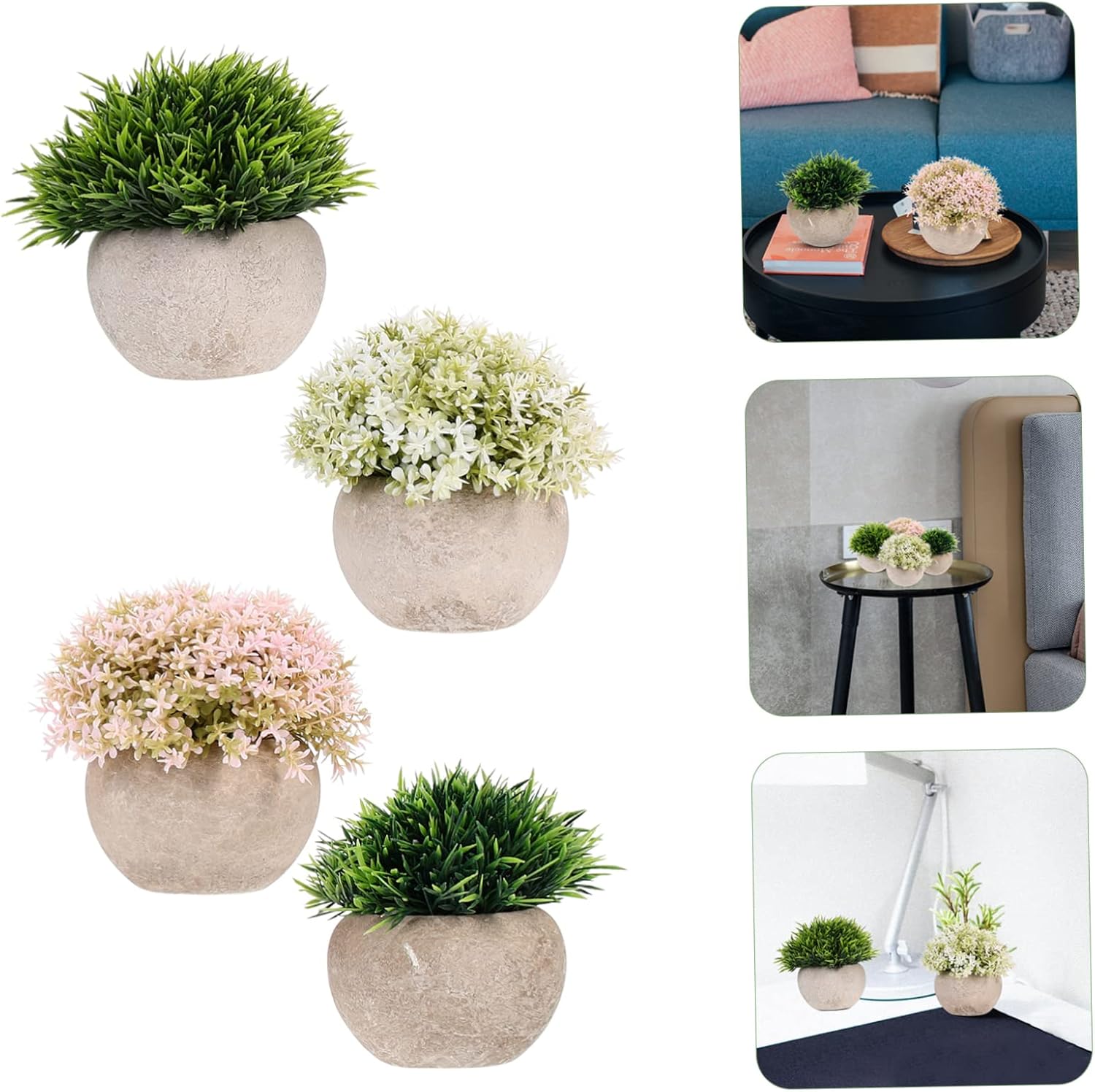 4PCS Artificial Bonsai Plants Set for Home Office Decor