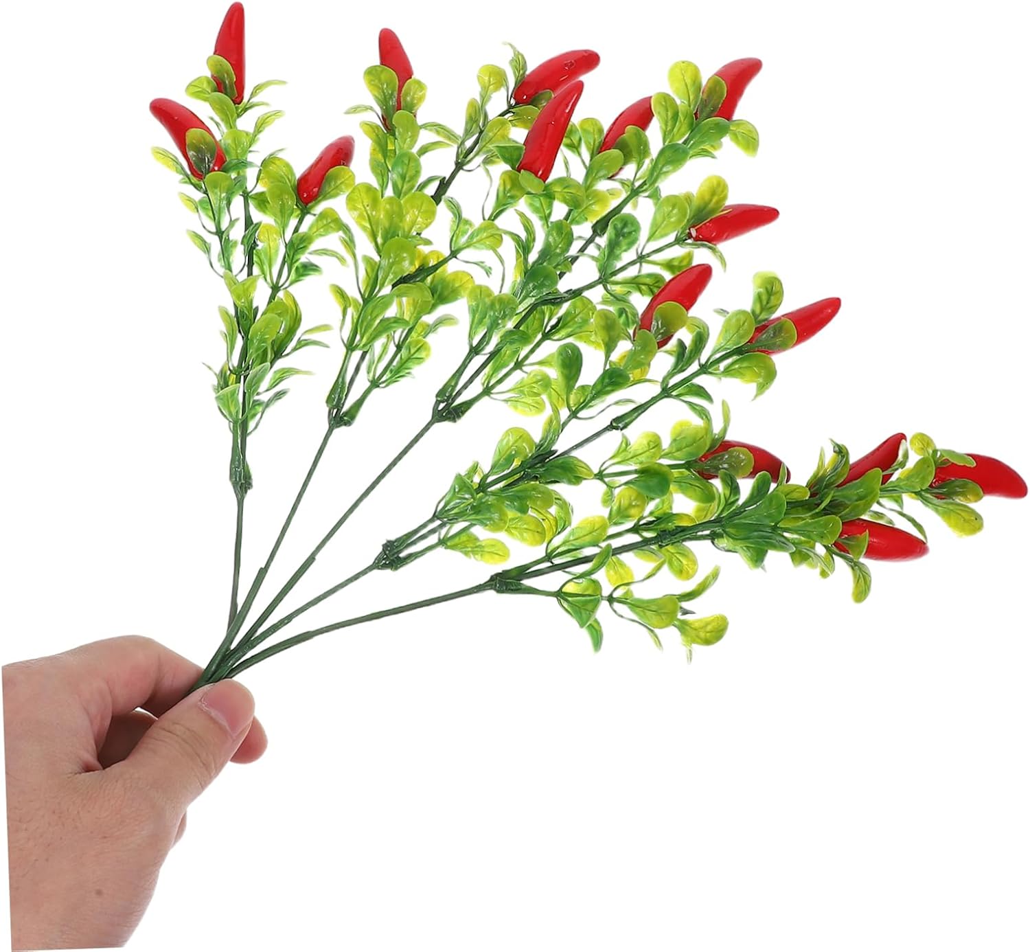 3pcs Lifelike Faux Red Chili Pepper Stems for Home Decor