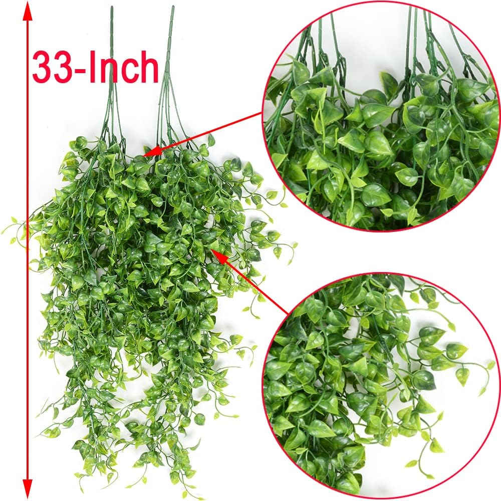 CLONG 2pcs Artificial Hanging Plants 32-in Fake Ivy Vine Outdoor UV Resistant Decor