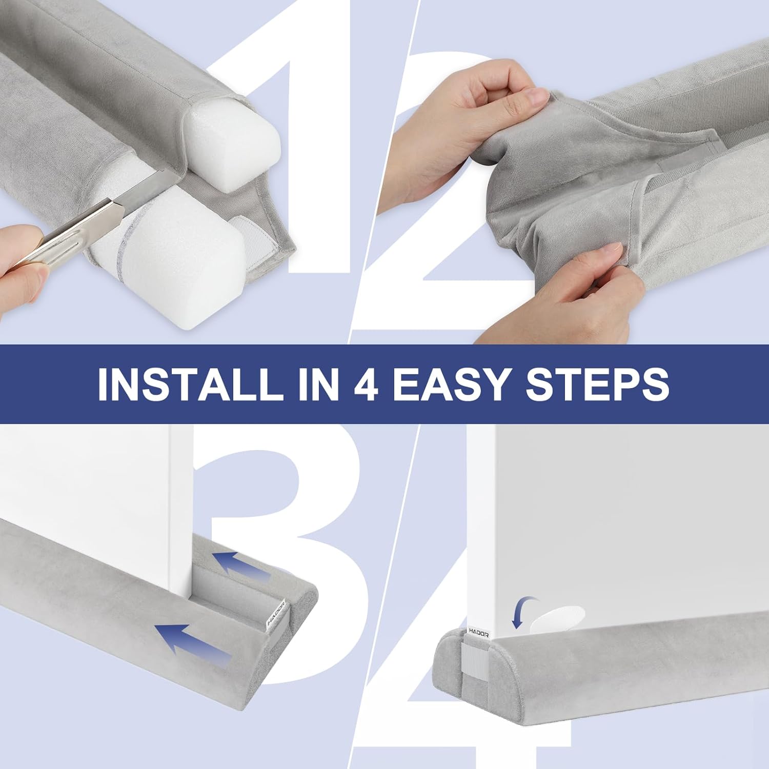 Hador Door Draft Stopper 32 Inch Double Sided Grey