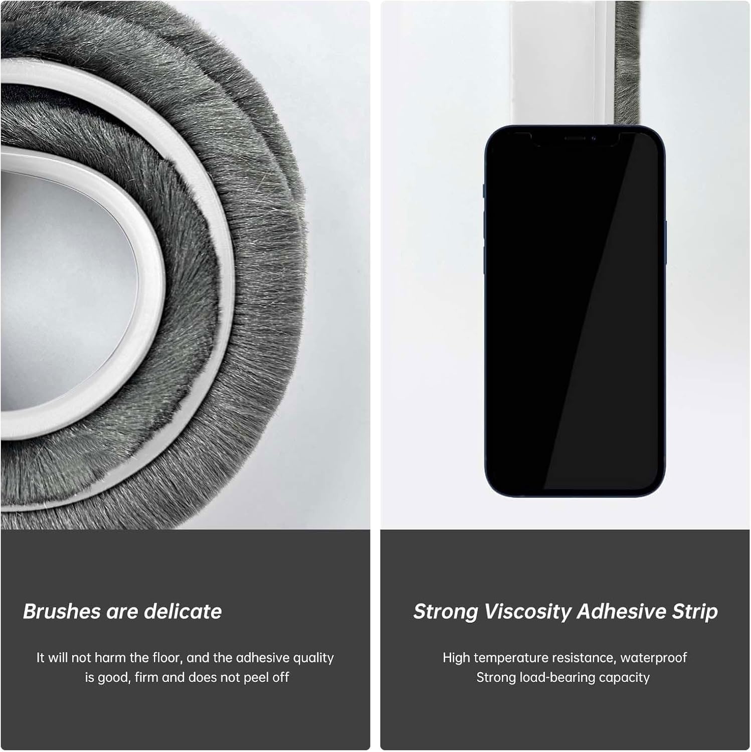 Self-Adhesive Door Sweep with Brush 3937 Inch Bottom Door Seal for Noise Dust Temperature Control