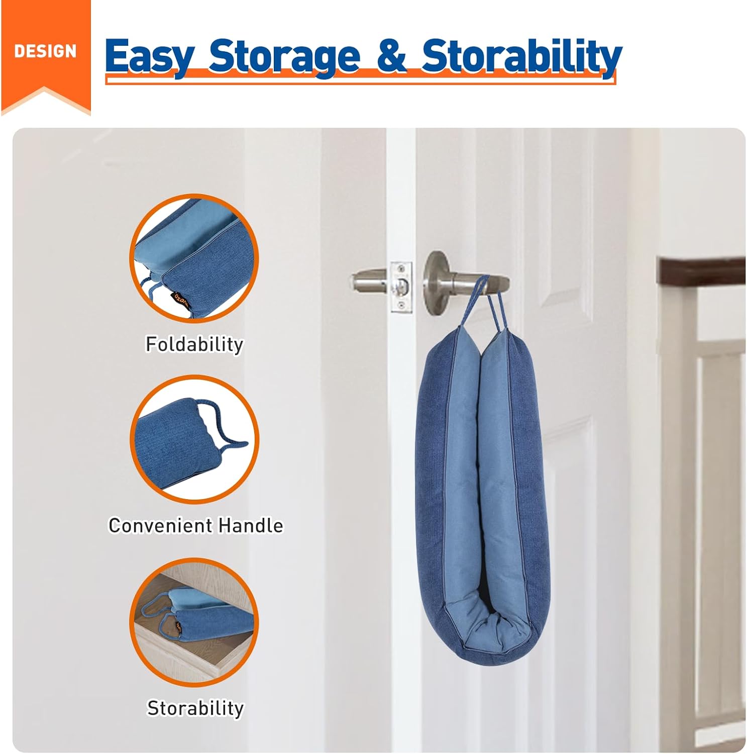 MAGZO Door Draft Stopper 36 Inch Blue Wind Blocker