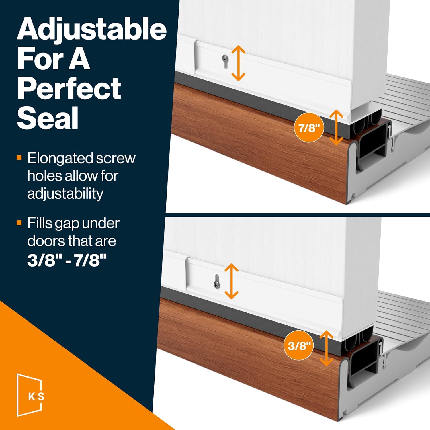 KS Hardware Adjustable Double Bubble Door Sweep 1 34 x 36 White 2 pk