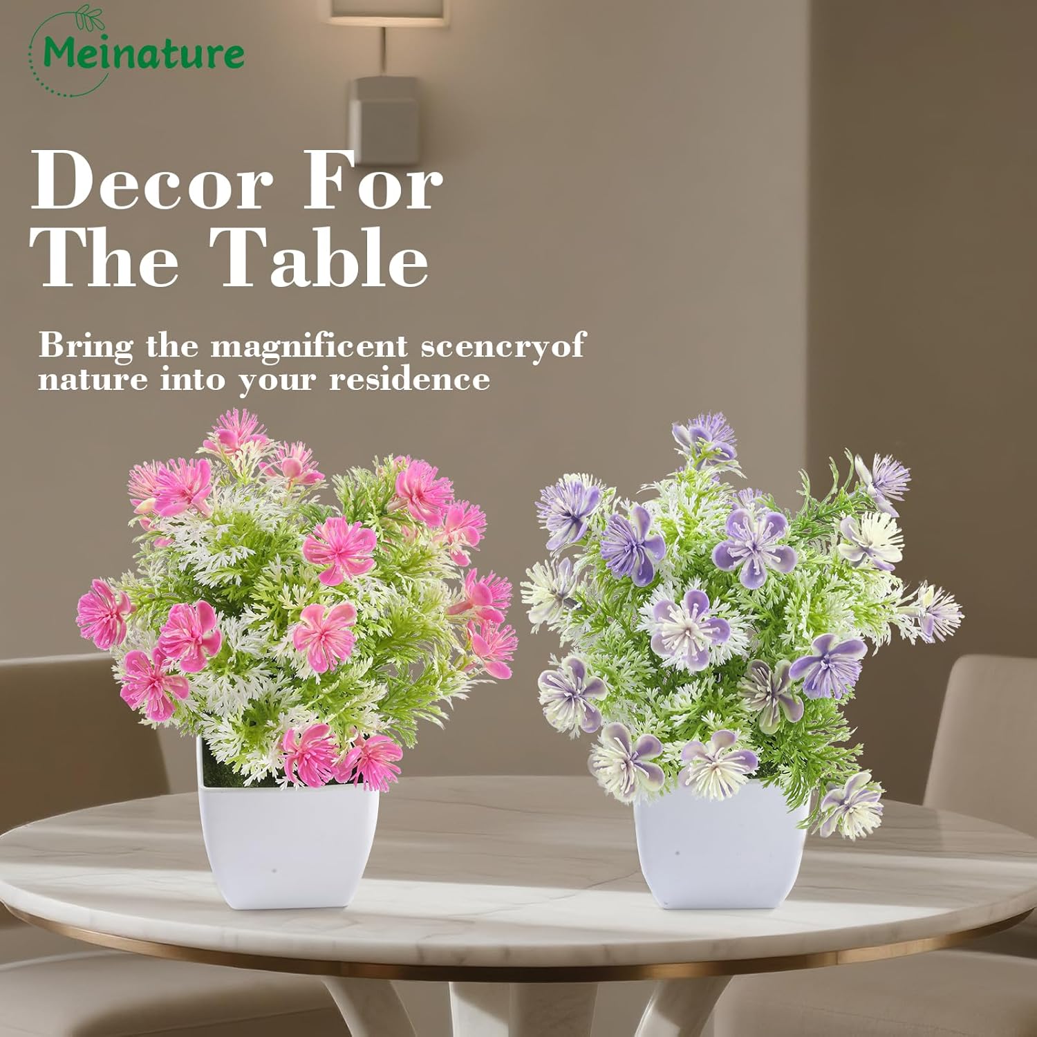 4-Pack Small Artificial Plants with Realistic Flowers