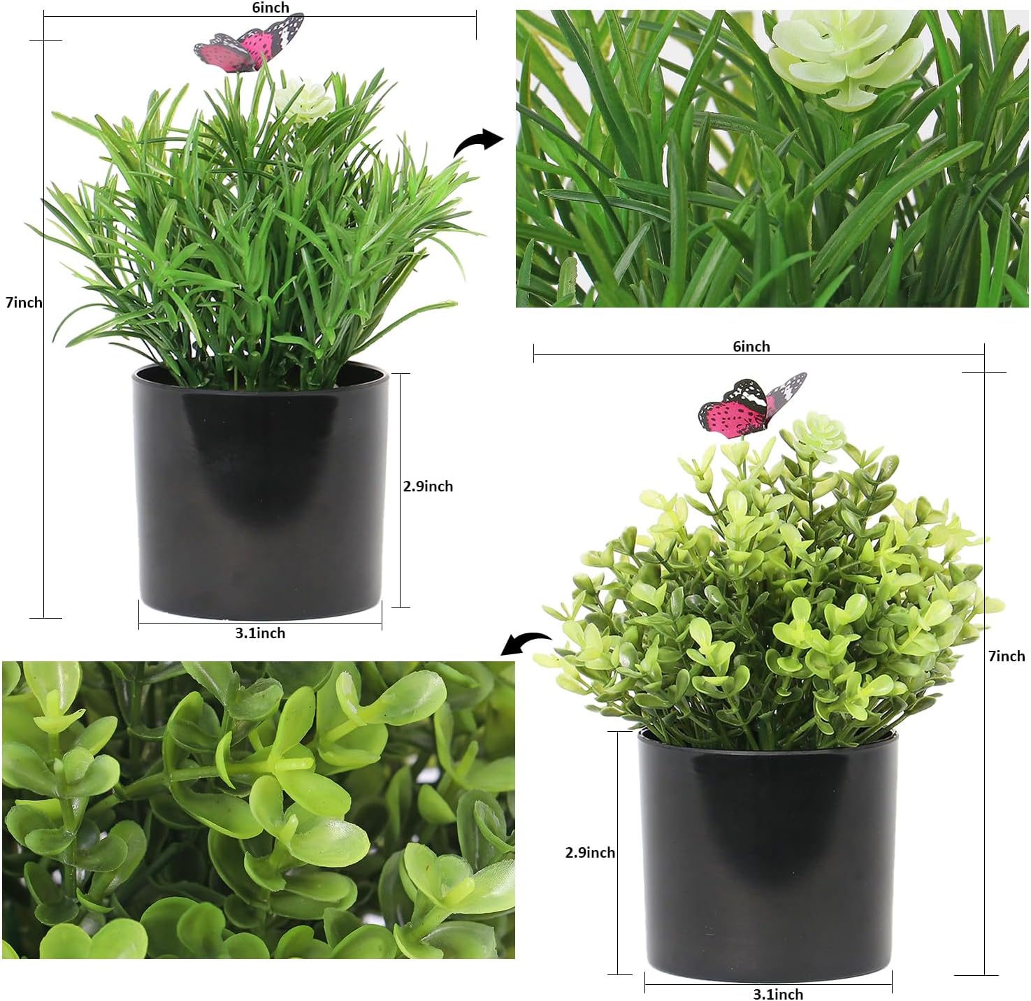 7 H Fake Plants Indoor 2 Pack Artificial Topiary Plants for Desk Office Tabletop Decoration
