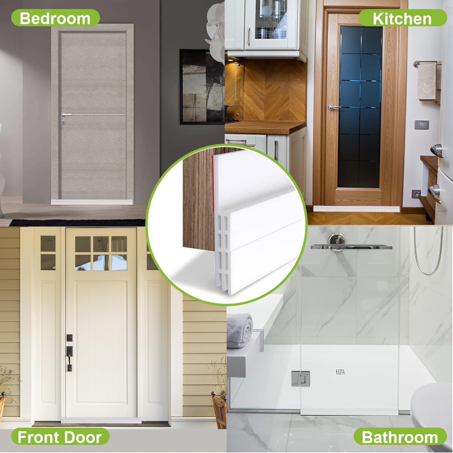 2PCS White Door Draft Blocker with Strong Adhesive