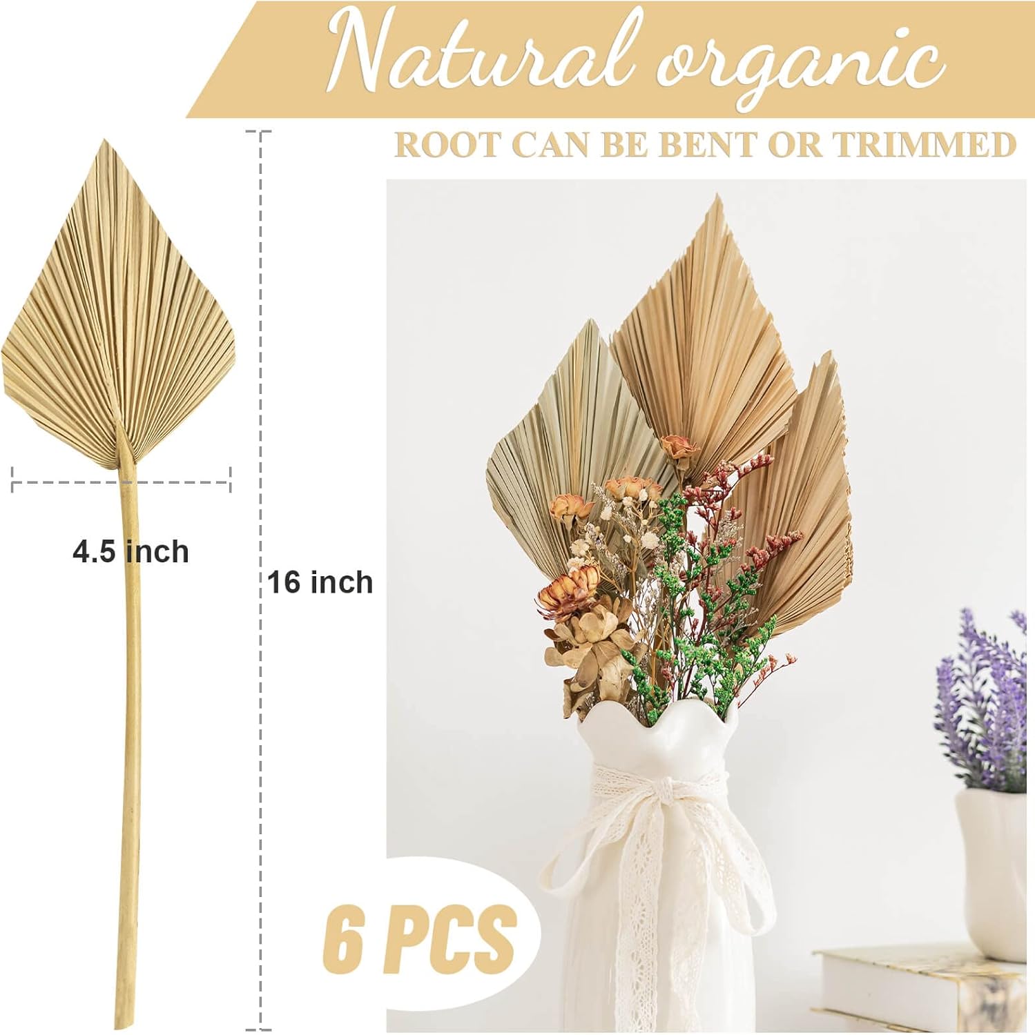 CLESDF Boho Palm Spears and Fans 16 Inch 6pcs