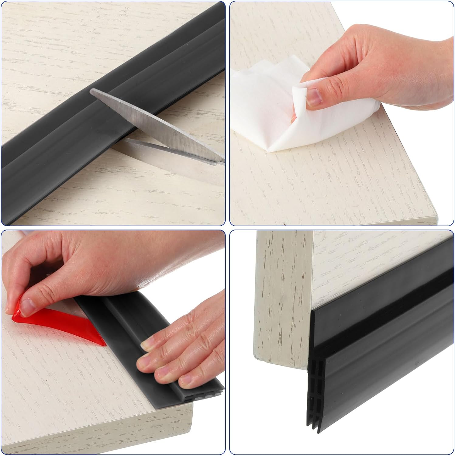 Uxceell 1 Pcs TPE Door Draft Stopper Soundproof Weather Stripping